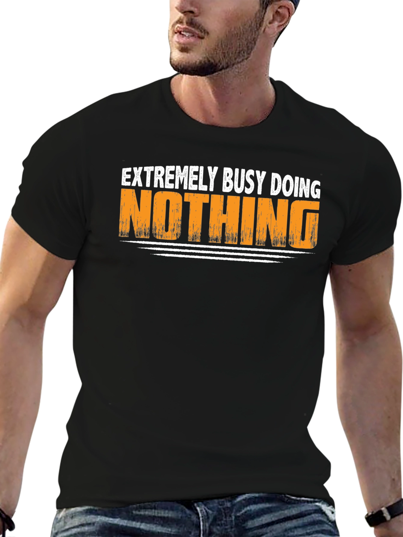 Black Extremely Busy Doing Nothing T-Shirt view 6