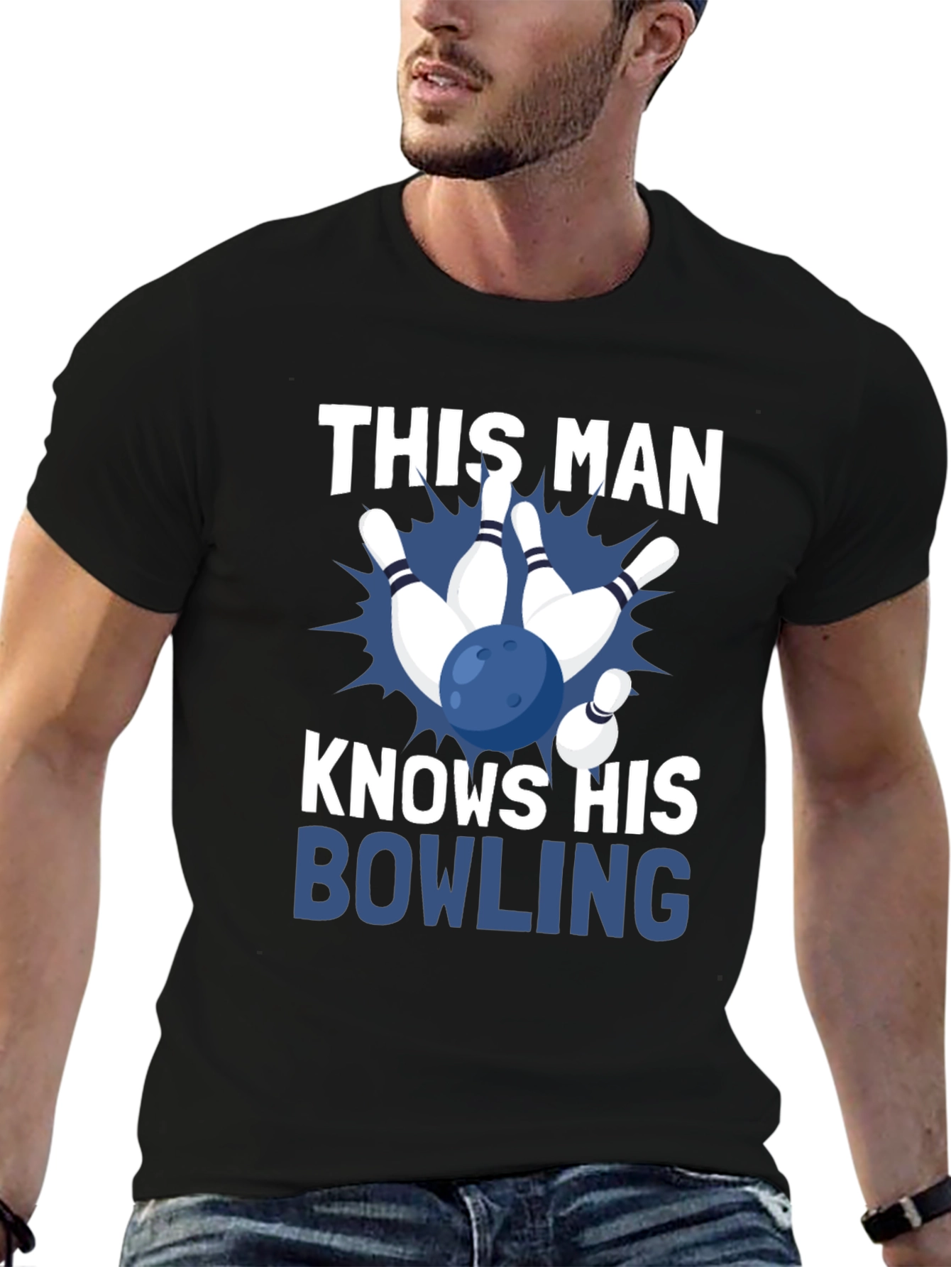 Black This Man Knows His Bowling T-Shirt view 6