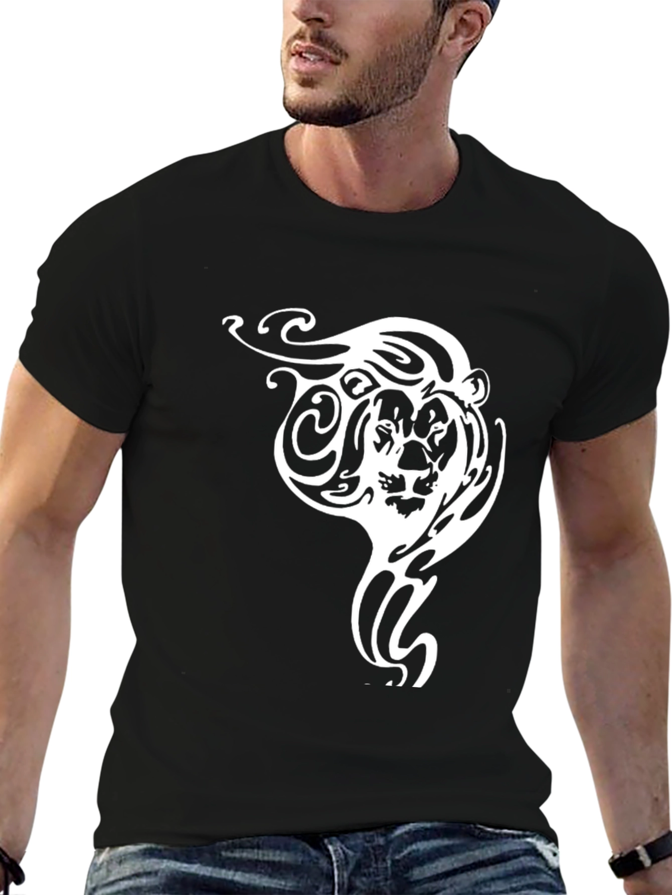 Black Lion Tribal Graphic Tee - Black view 6