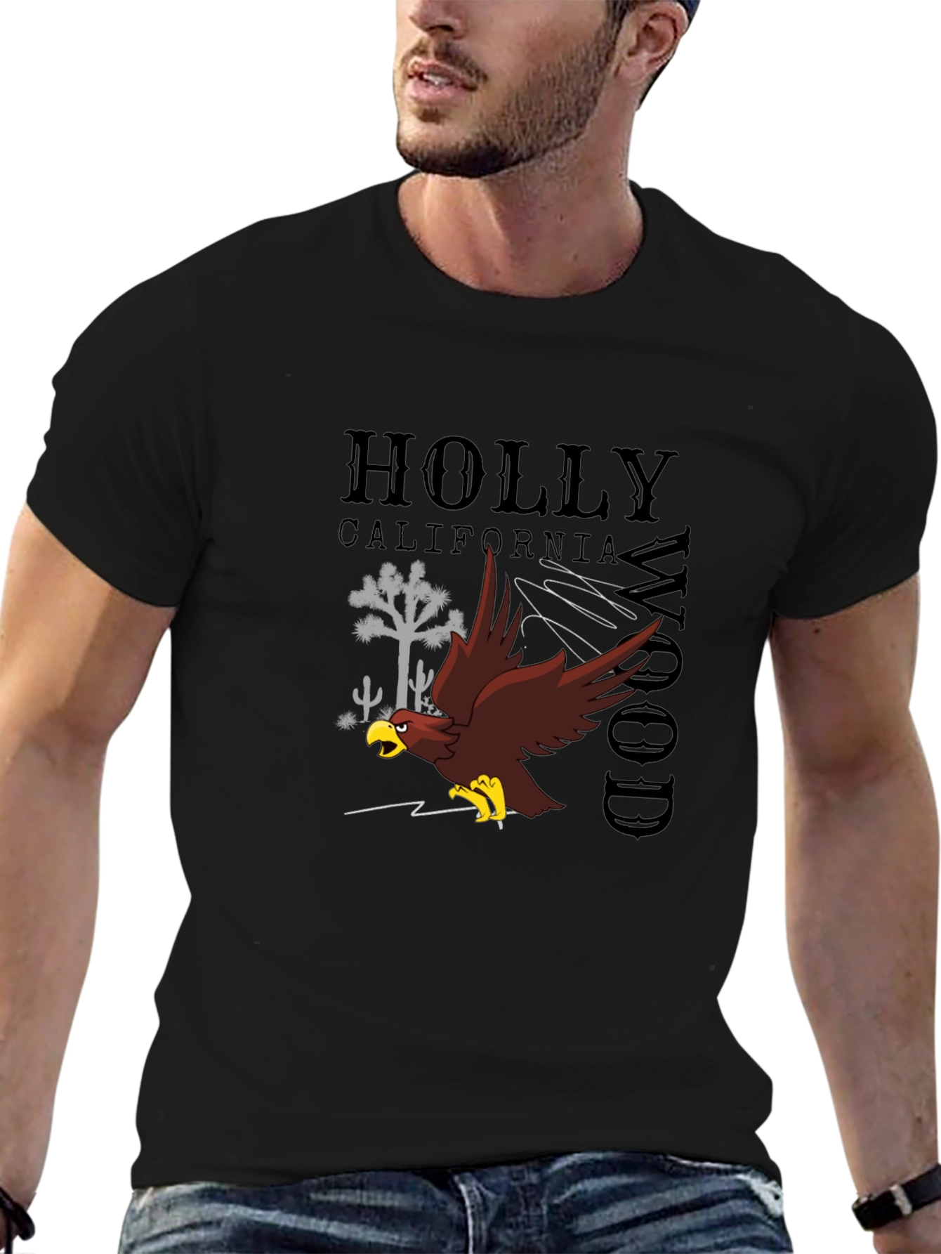 Black Hollywood California Graphic Tee view 6