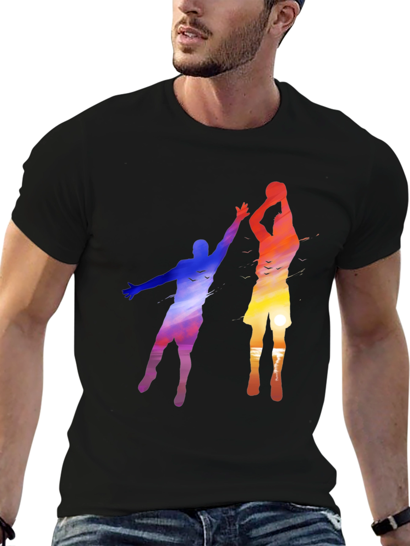 Black Sunset Basketball Graphic Tee view 6