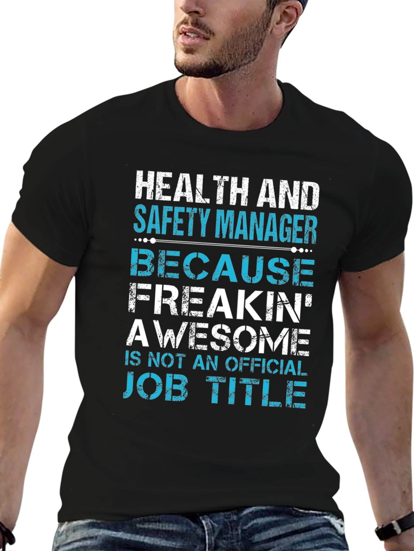 Black Health and Safety Manager Awesome Job Title T-Shirt view 6