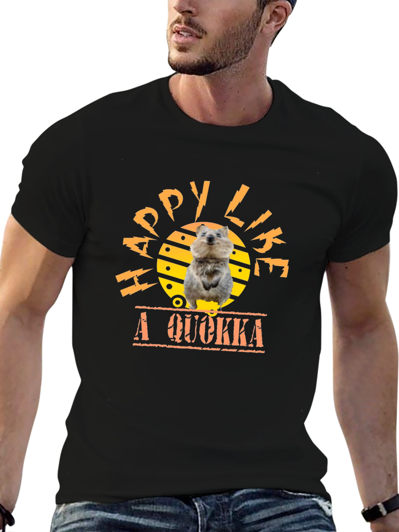 Black Happy Like a Quokka Graphic Tee view 6