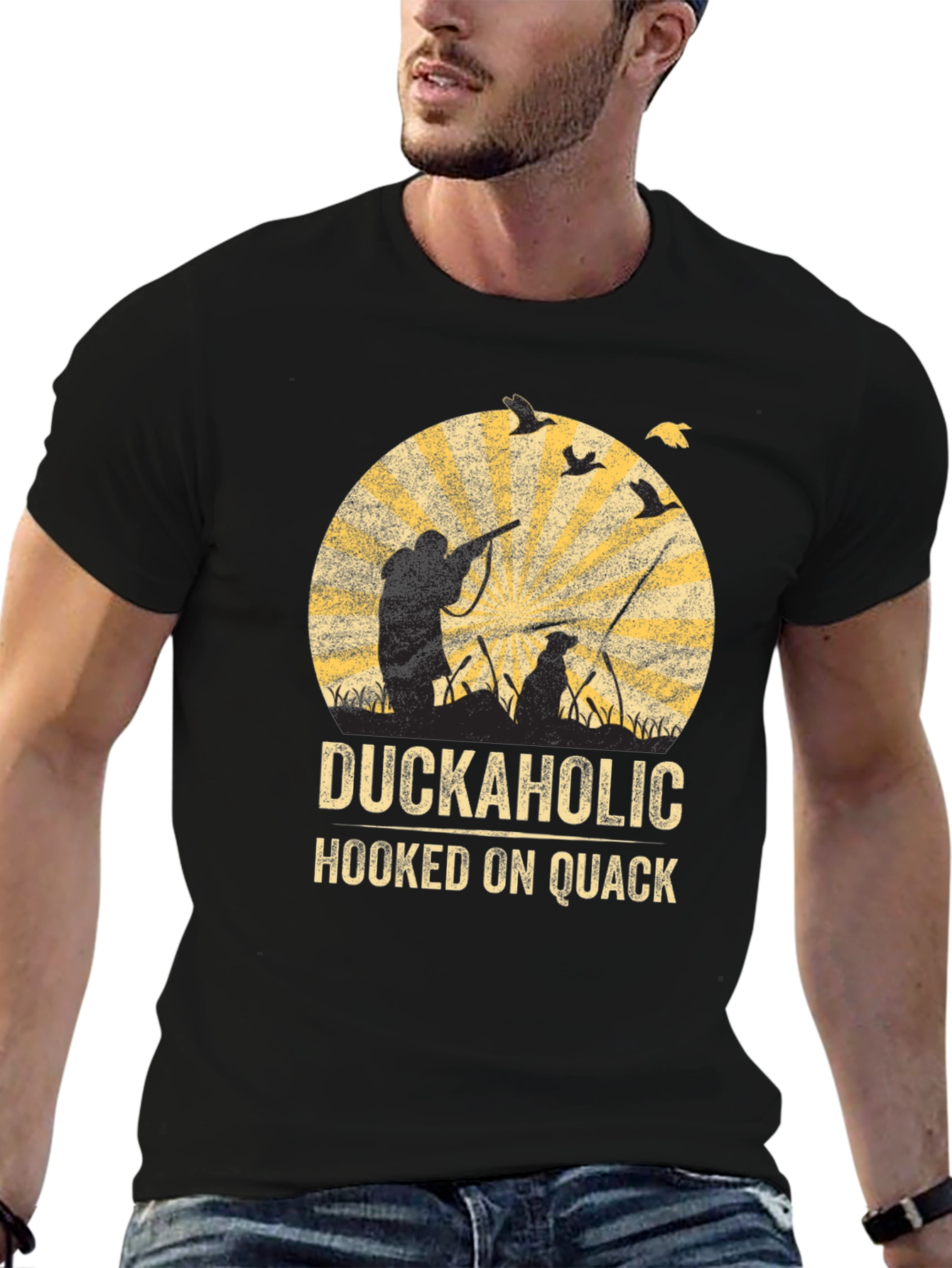 Black Duckaholic Hunting Graphic T-Shirt view 6