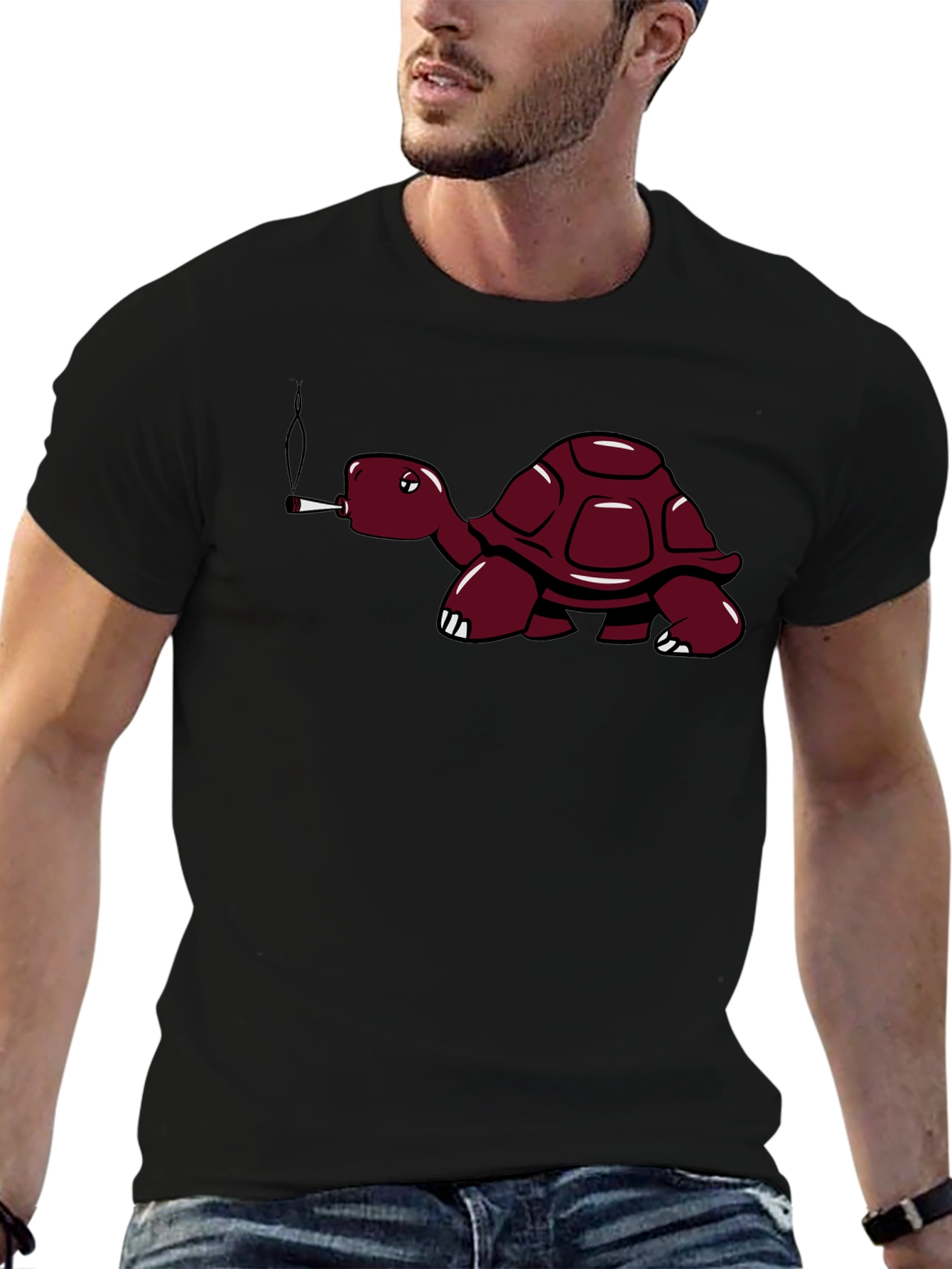 Black Turtle Smoker T-Shirt - Cool Graphic Tee view 6
