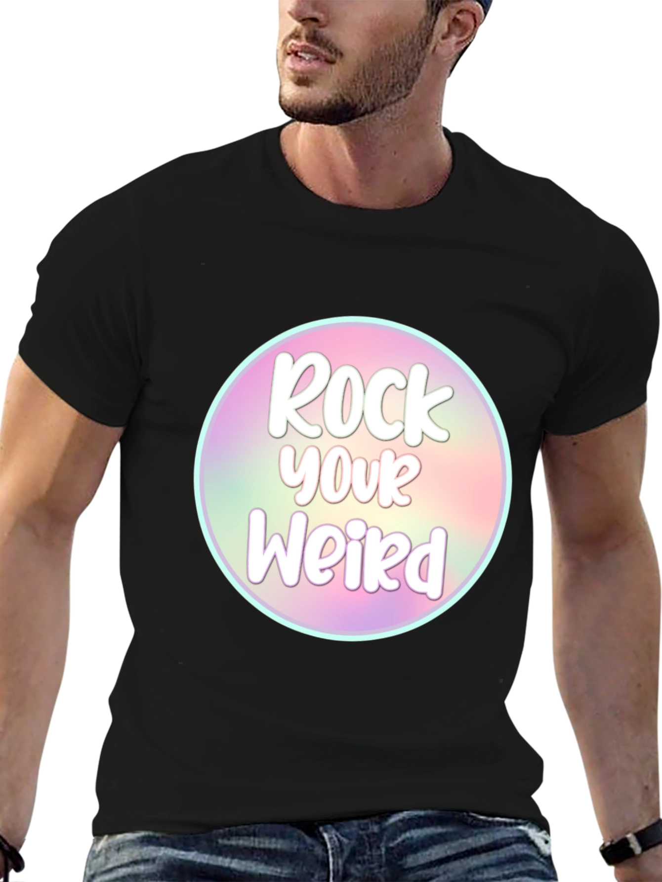 Black Rock Your Weird T-Shirt - Unique Graphic Tee view 6