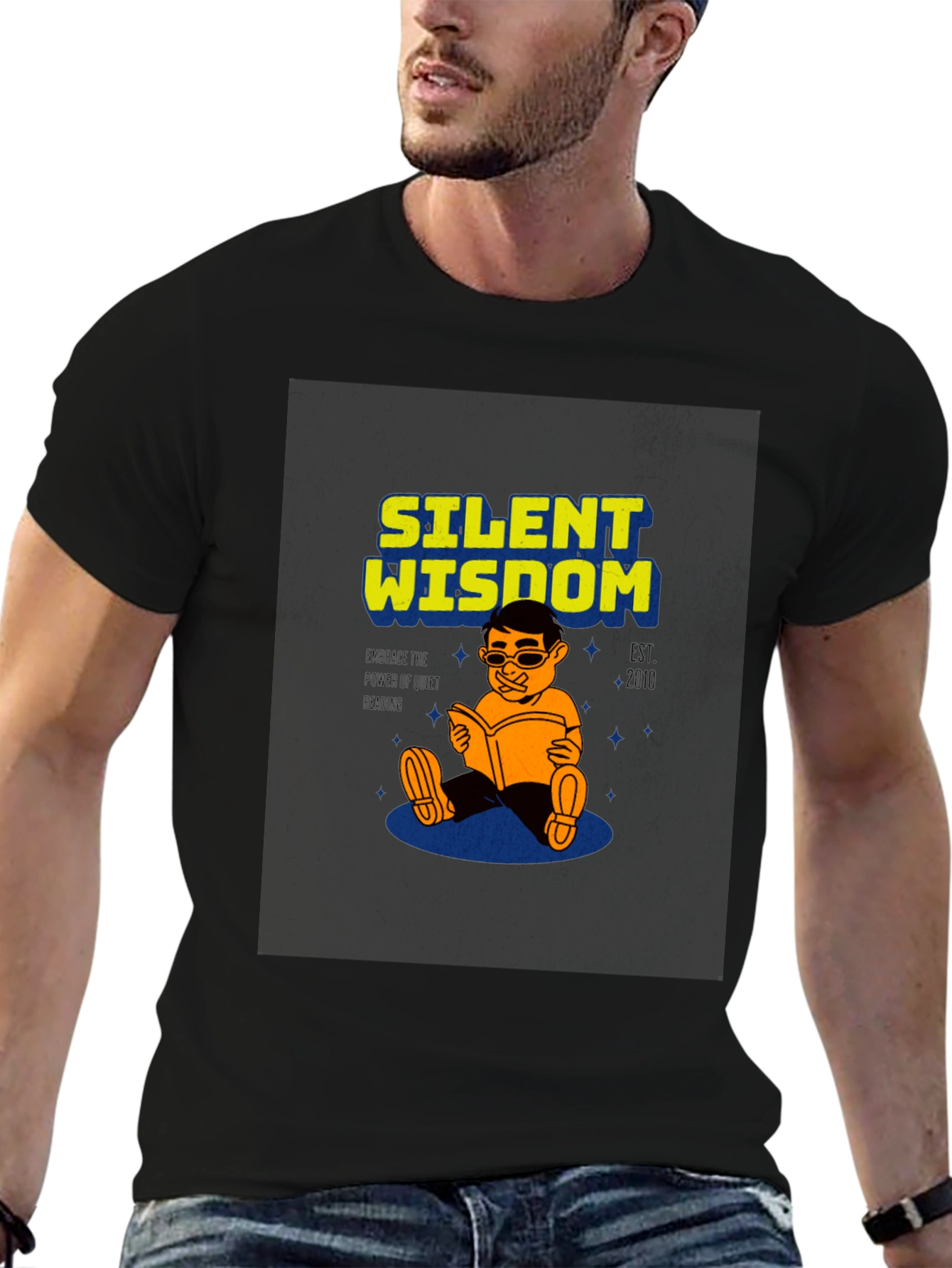 Black Silent Wisdom T-Shirt - Black view 6
