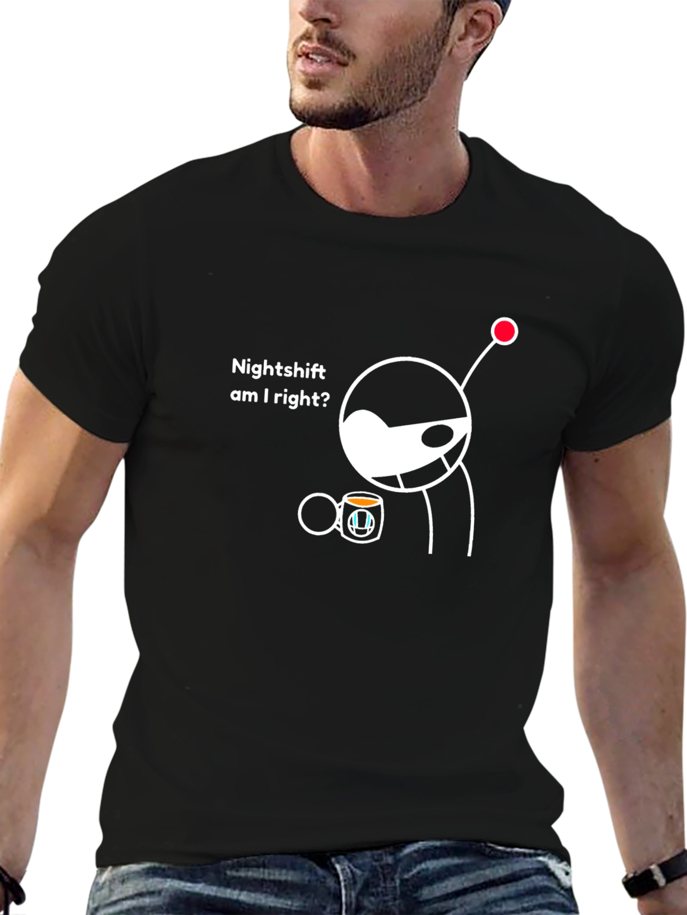 Black Nightshift Humor T-Shirt - Reddit Alien Design view 6