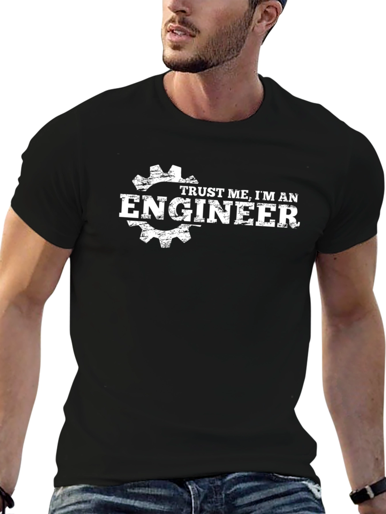 Black Trust Me, I'm An Engineer - Black T-Shirt view 6