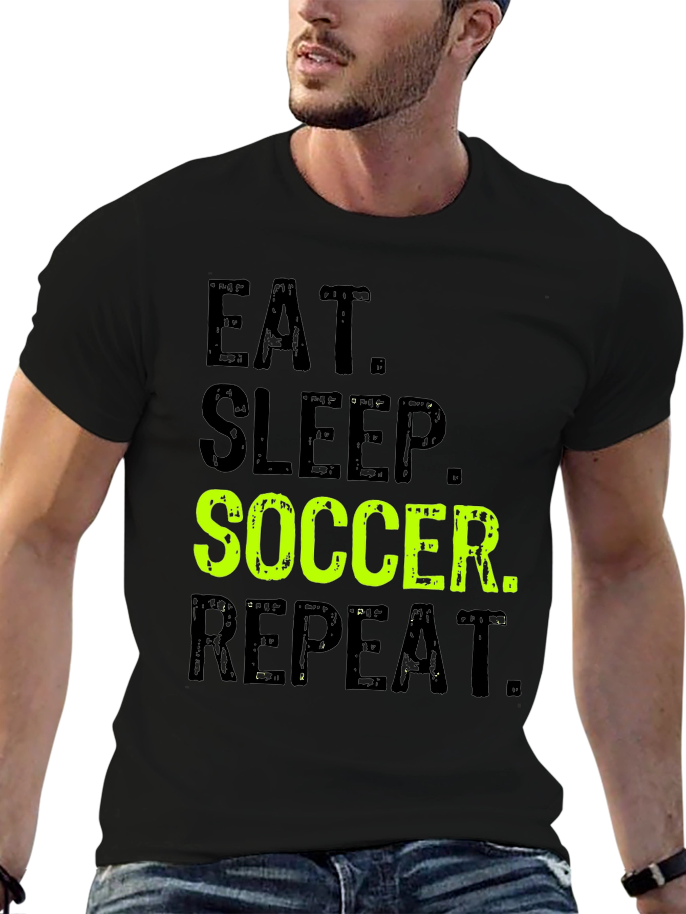 Black Eat Sleep Soccer Repeat Graphic T-Shirt view 6