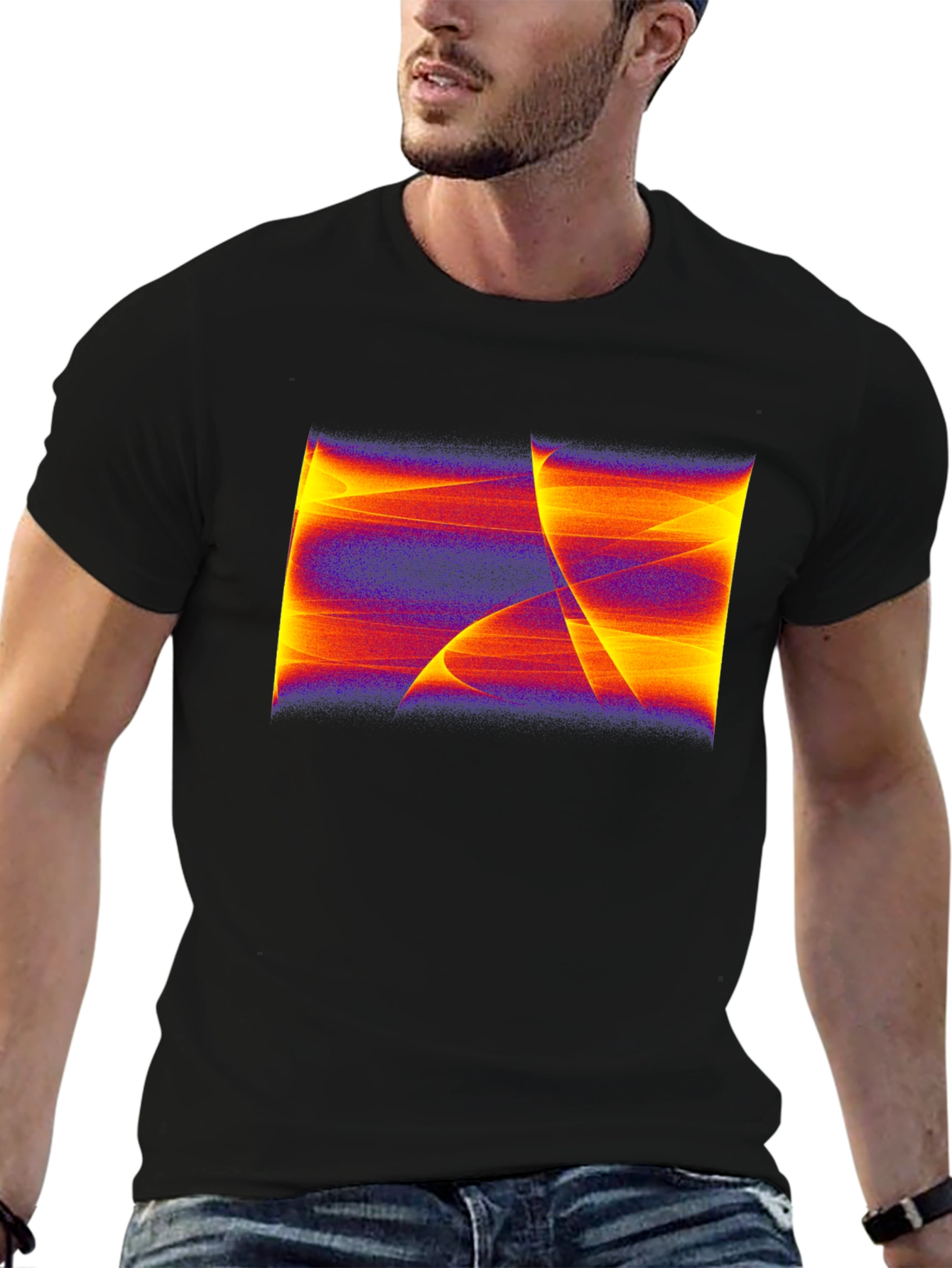 Black Abstract Art Graphic Black T-Shirt view 6