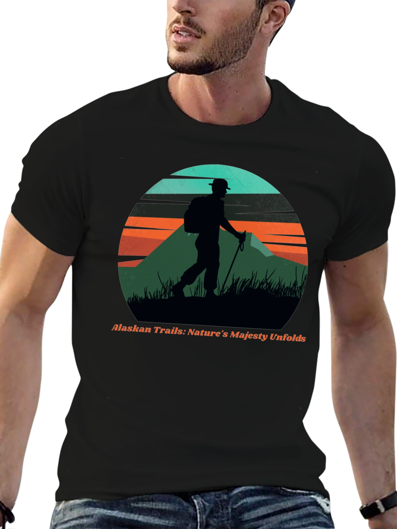 Black Alaskan Trails Graphic Tee - Nature Hiker T-Shirt view 6