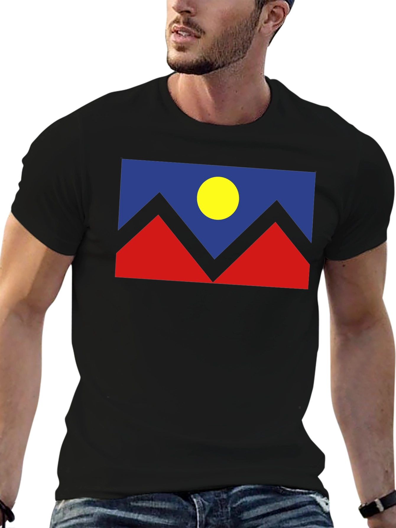 Black Abstract Mountain Graphic T-Shirt view 6