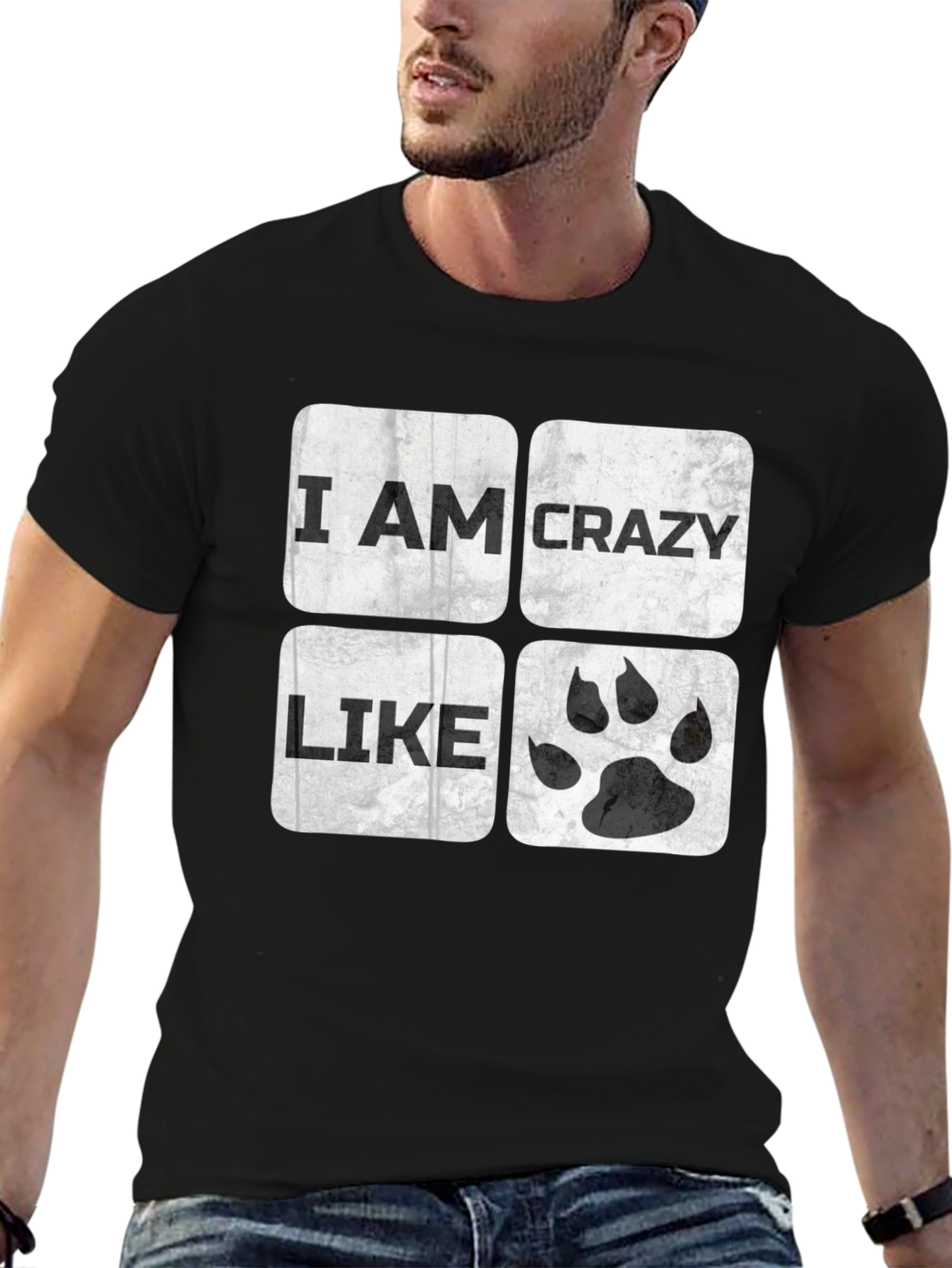 Black Crazy Like T-Shirt | Funny Animal Paw Tee view 6
