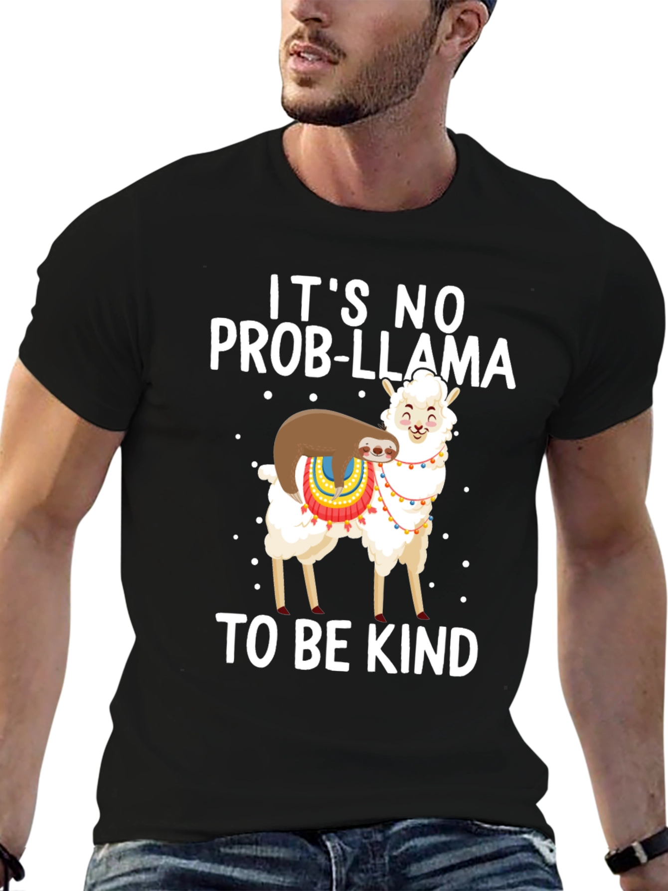 Black It's No Prob-Llama Kindness T-Shirt view 6