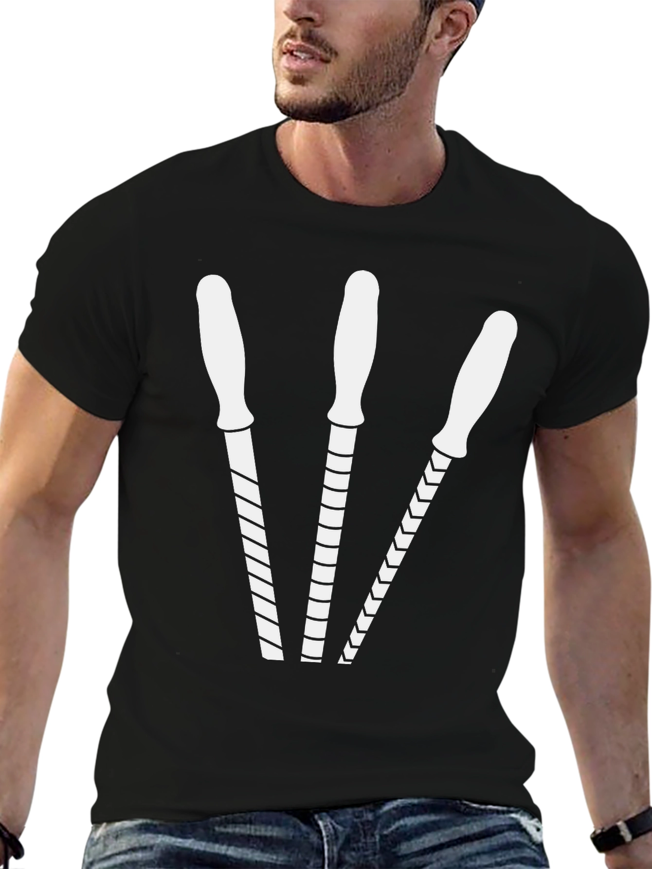 Black Graphic T-Shirt with File Tool Design view 6