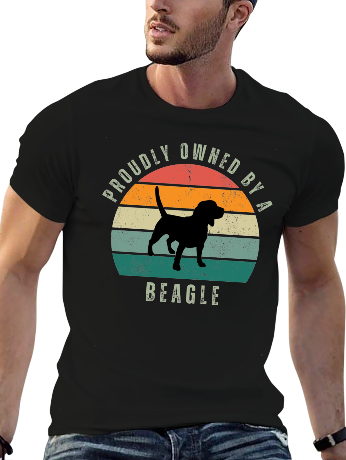 Black Proudly Owned by a Beagle T-Shirt view 6