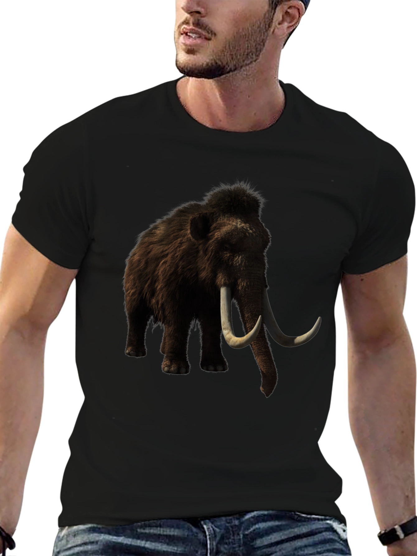 Black Mammoth Graphic T-Shirt - Black, Unique Design view 6