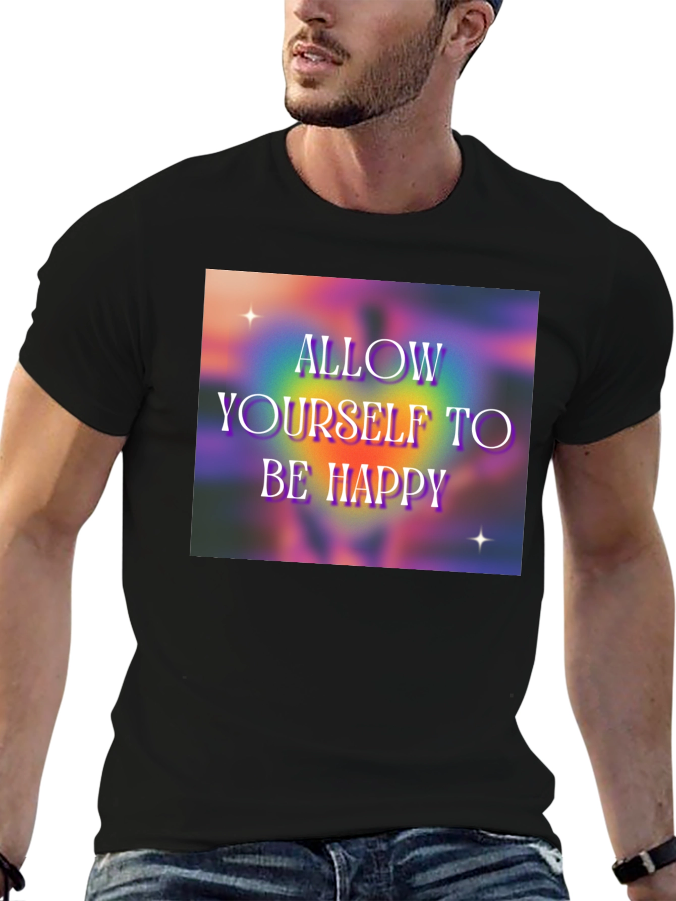 Black Allow Yourself to Be Happy Graphic T-Shirt view 6