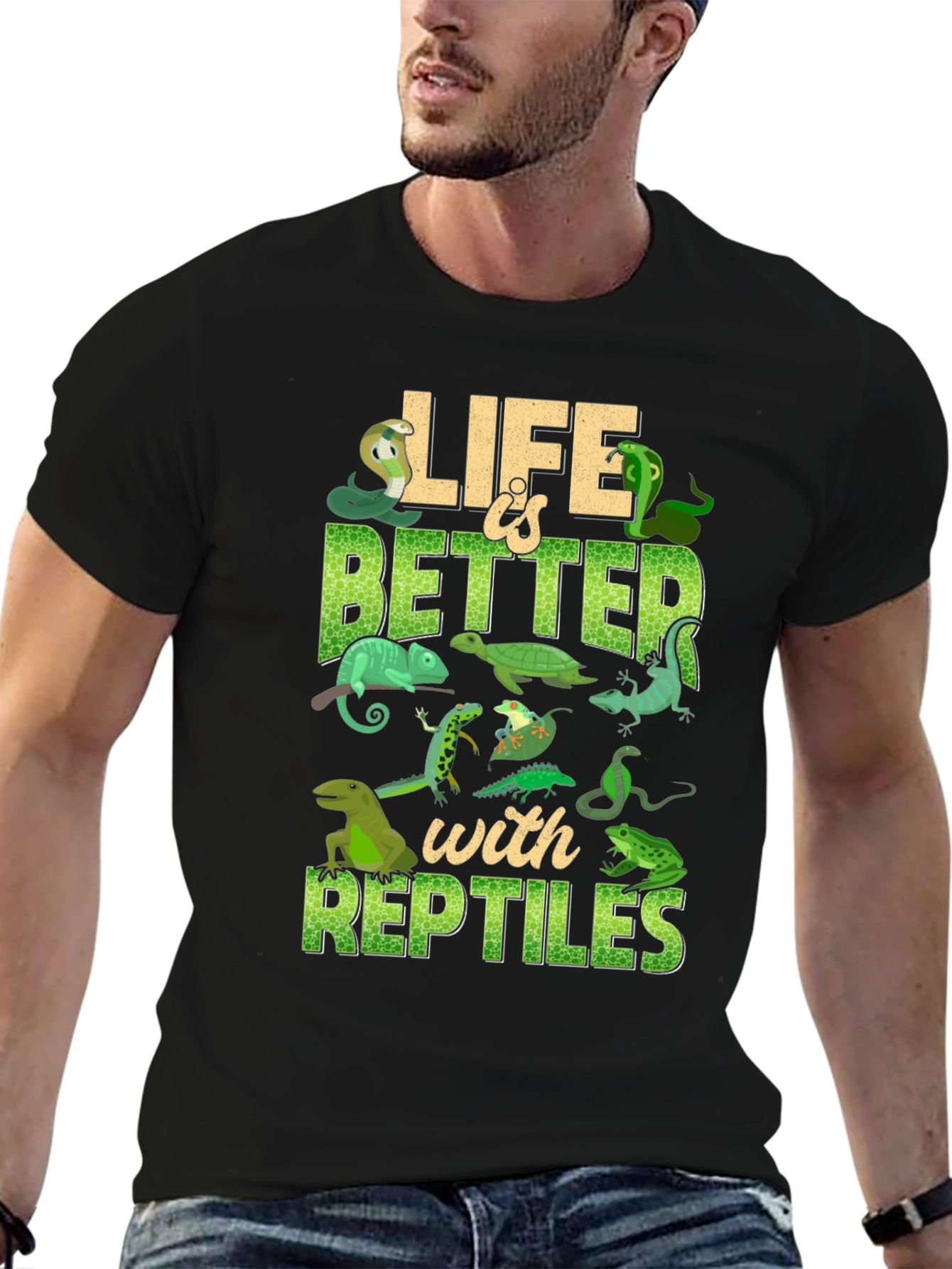 Black Life Is Better With Reptiles T-Shirt view 6