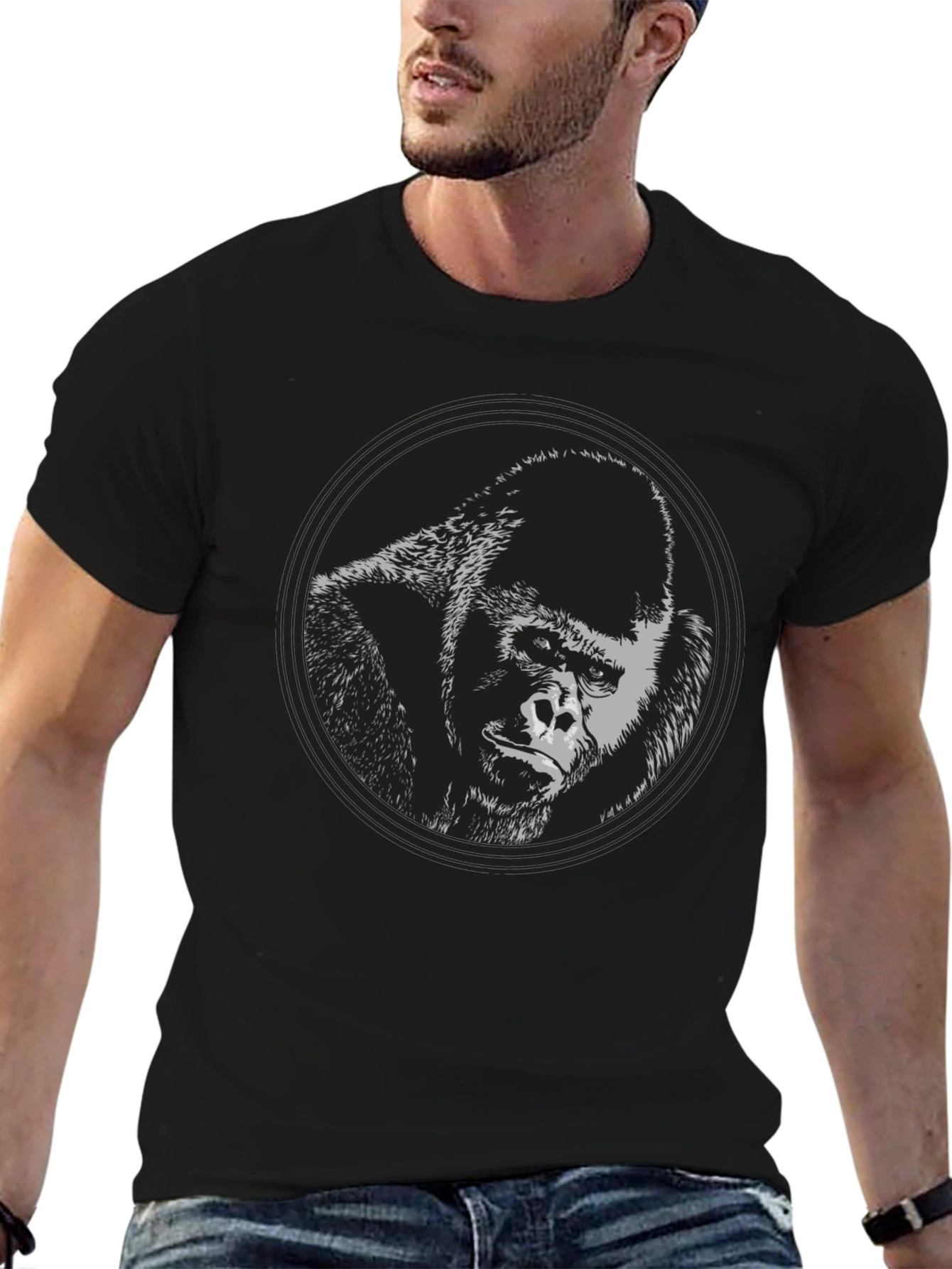 Black Gorilla Graphic Black T-Shirt view 6