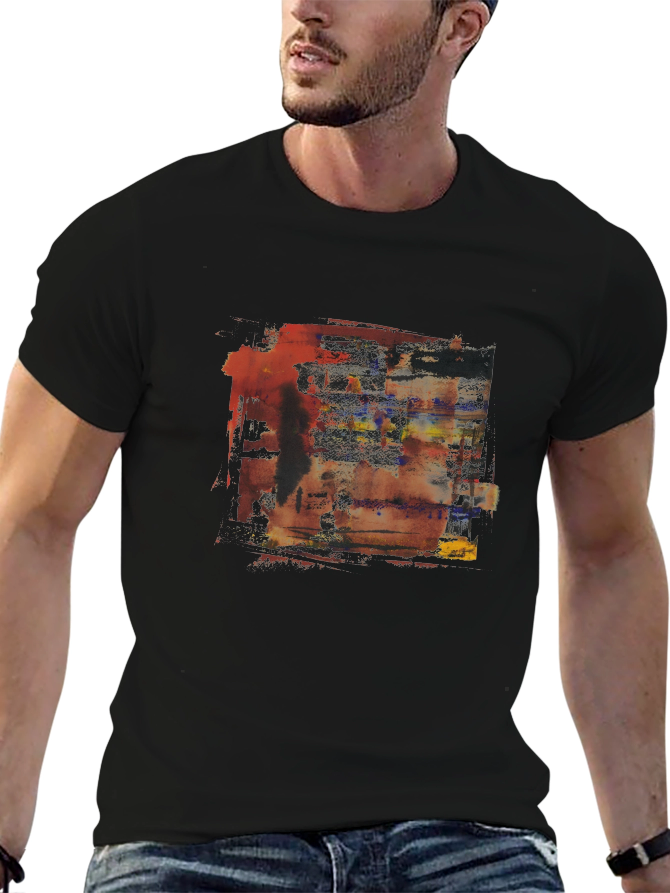 Black Abstract Art Graphic Tee - Modern Design view 6