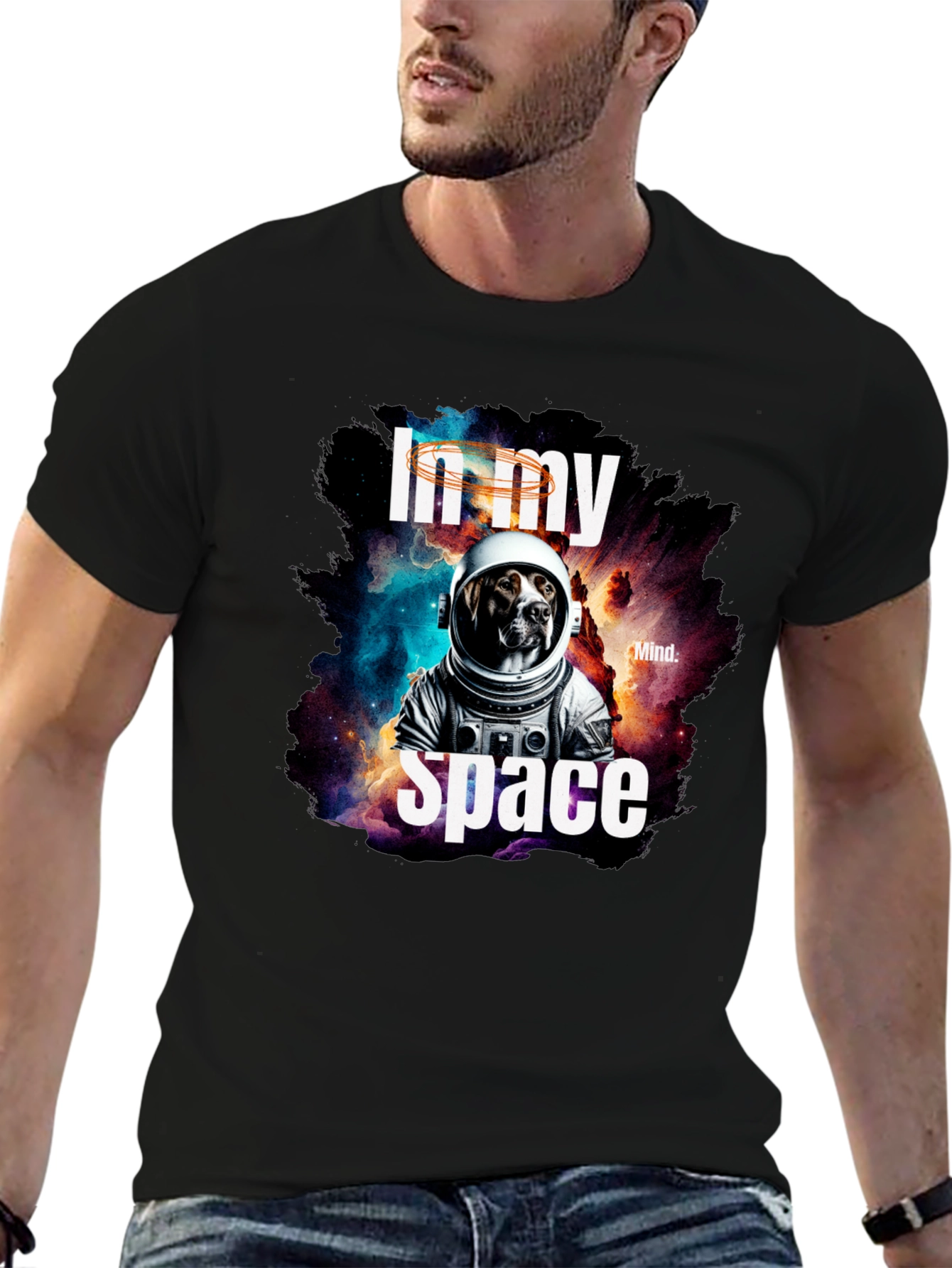 Black In My Space Dog Astronaut Graphic Tee view 6