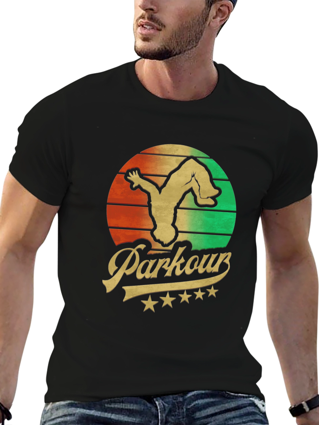 Black Parkour Retro T-Shirt - Urban Acrobatics Tee view 6