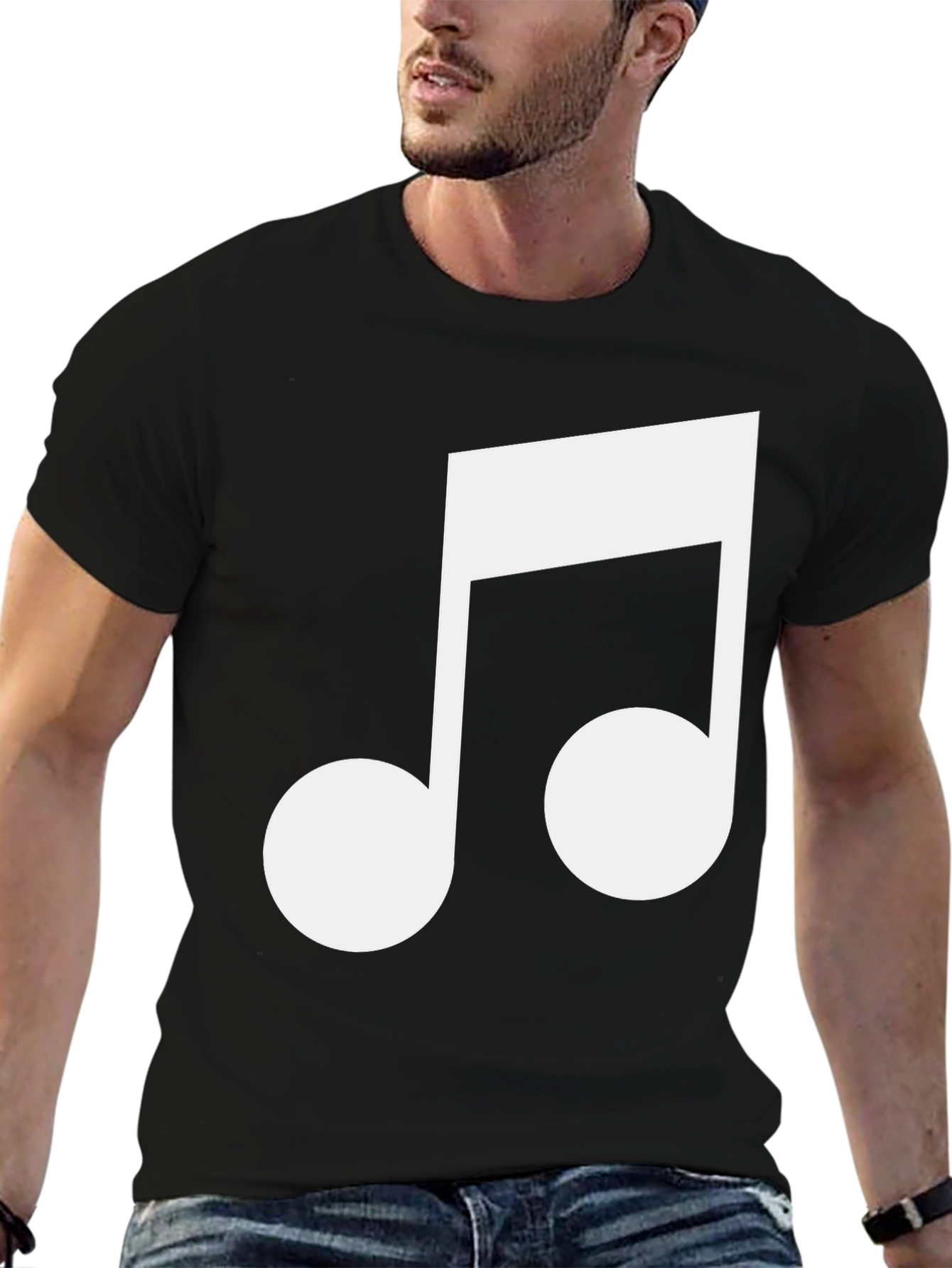 Black Musical Note Graphic Black T-Shirt view 6