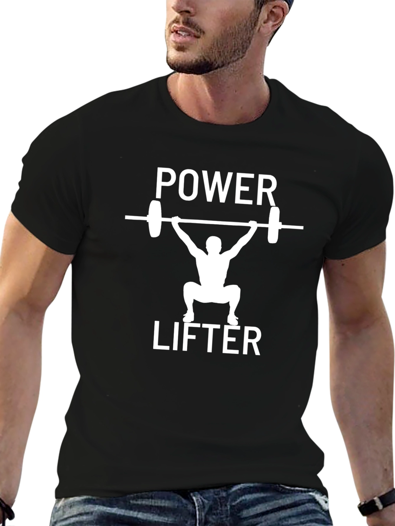 Black Power Lifter Graphic Tee - Black Fitness Shirt view 6