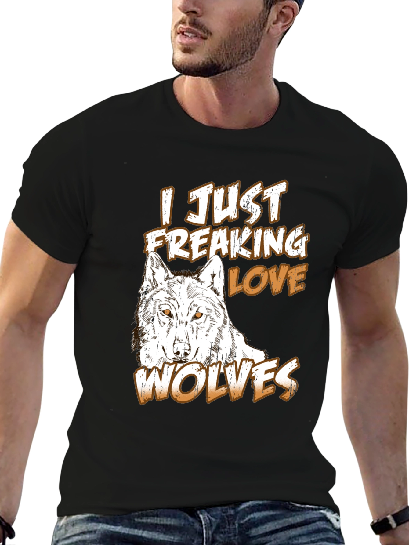 Black Wolf Lover T-Shirt - Black Graphic Tee view 6
