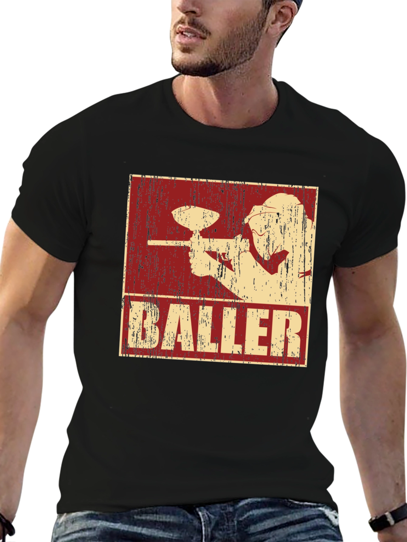 Black Baller Paintball T-Shirt - Black Cotton Graphic Tee view 6
