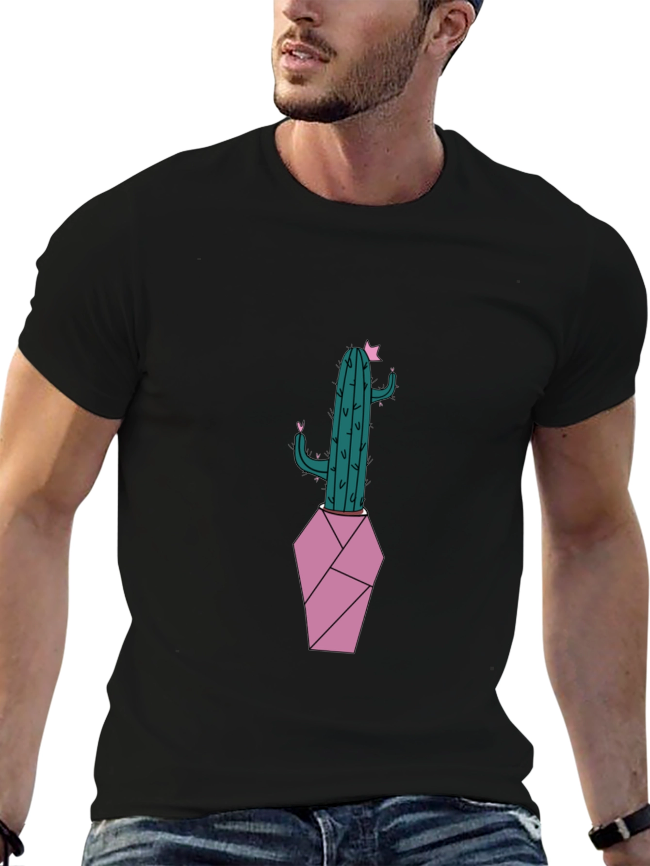 Black Cactus Graphic T-Shirt - Trendy Unisex Tee view 6