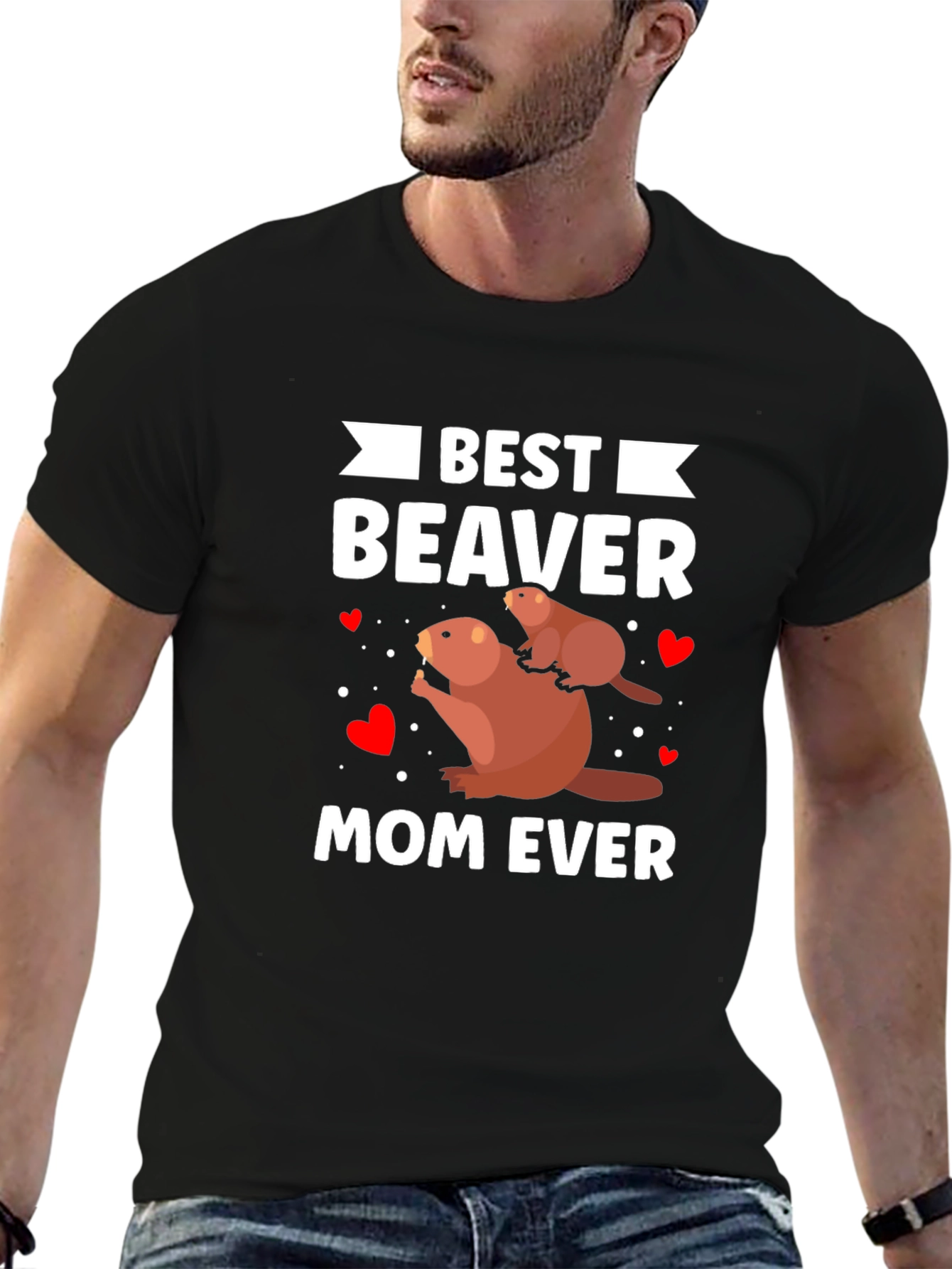 Black Best Beaver Mom Ever T-Shirt view 6