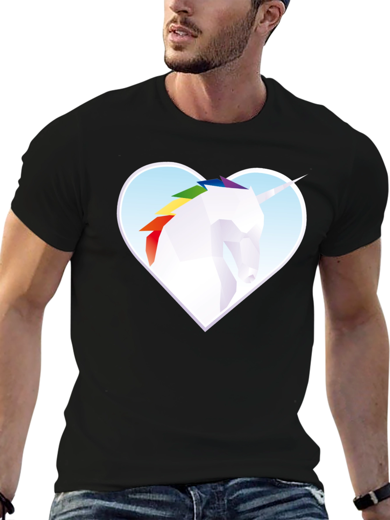 Unicorn Heart Graphic Tee - Modern Geometric Design - 6