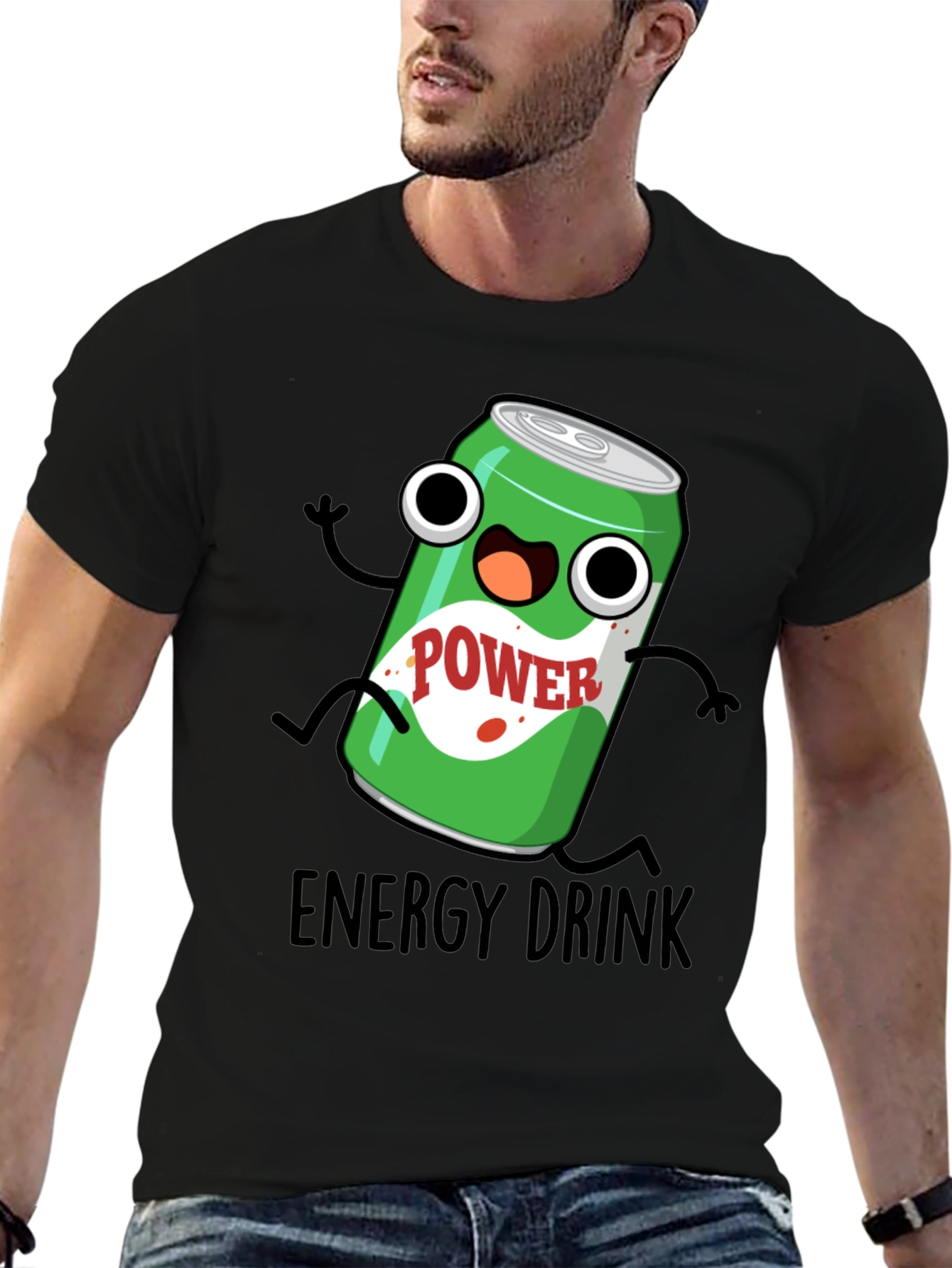 Black Cartoon Energy Drink T-Shirt - Black view 6