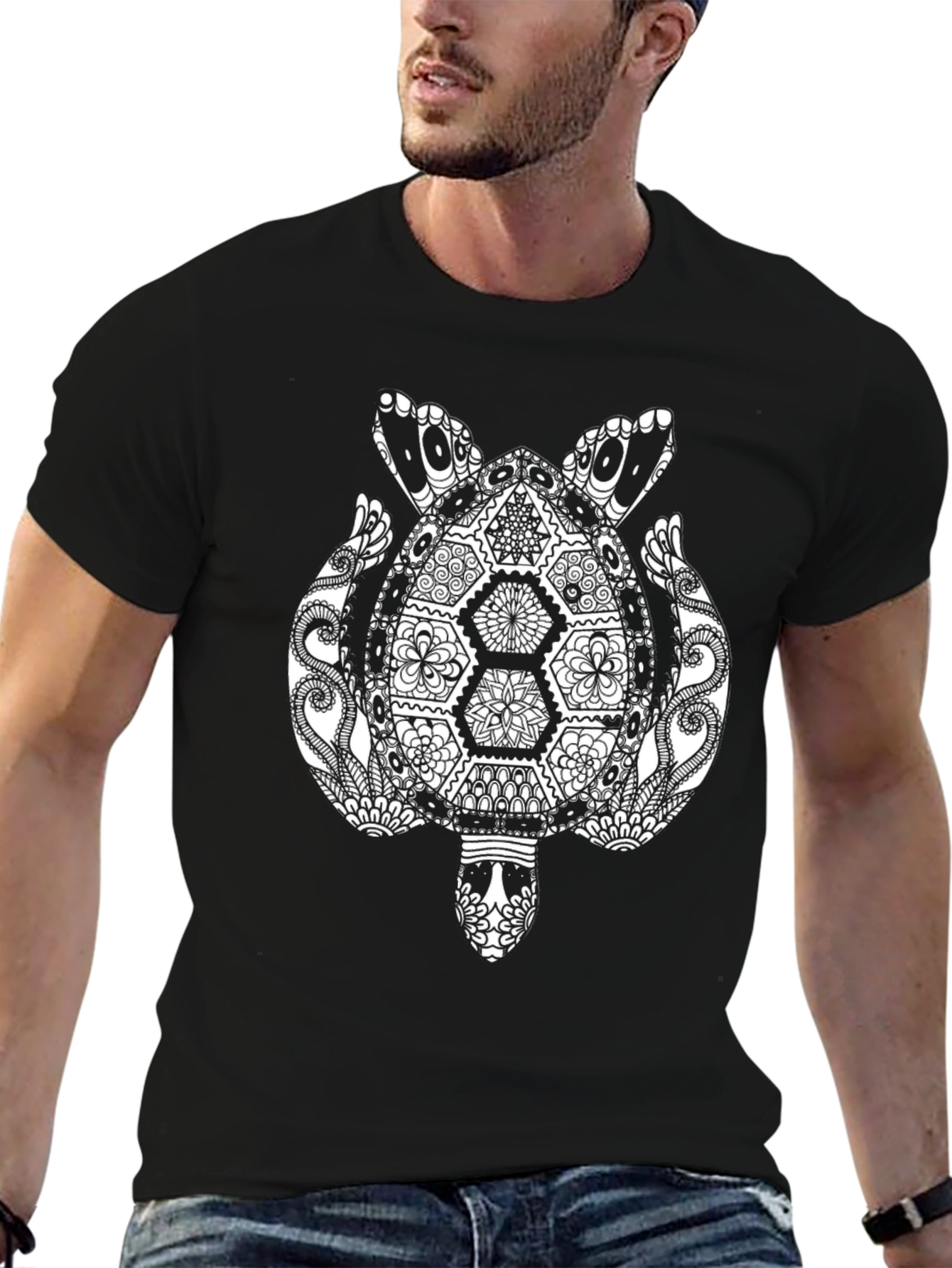 Black Turtle Mandala Graphic Tee view 6