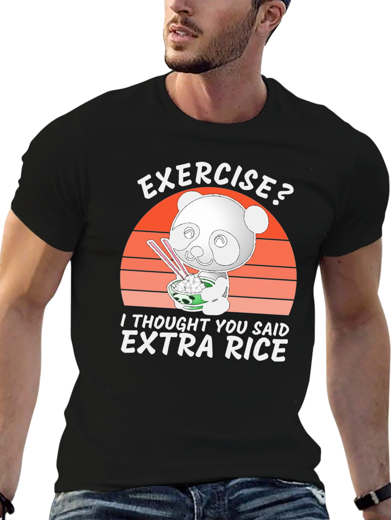 Black Exercise? Extra Rice Panda Graphic Tee view 6