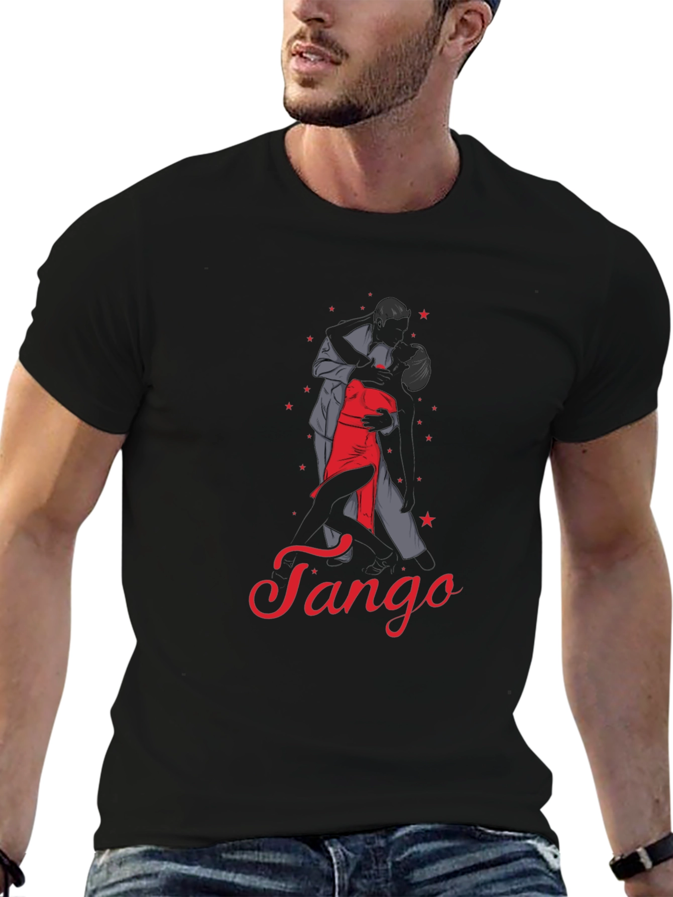Black Tango Dance Graphic Tee - Stylish Black T-Shirt view 6
