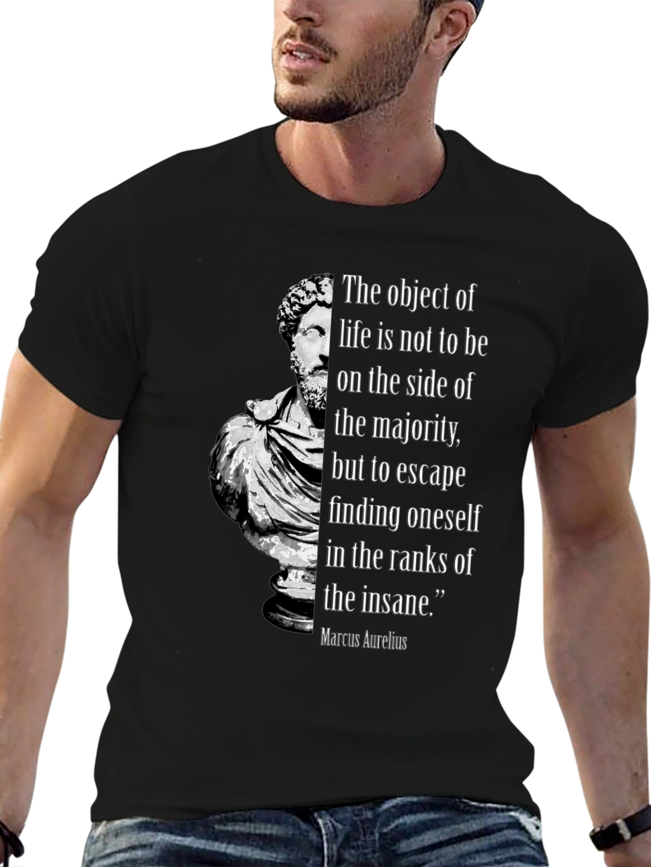 Black Marcus Aurelius Philosophy T-Shirt - Stoic Quote view 6