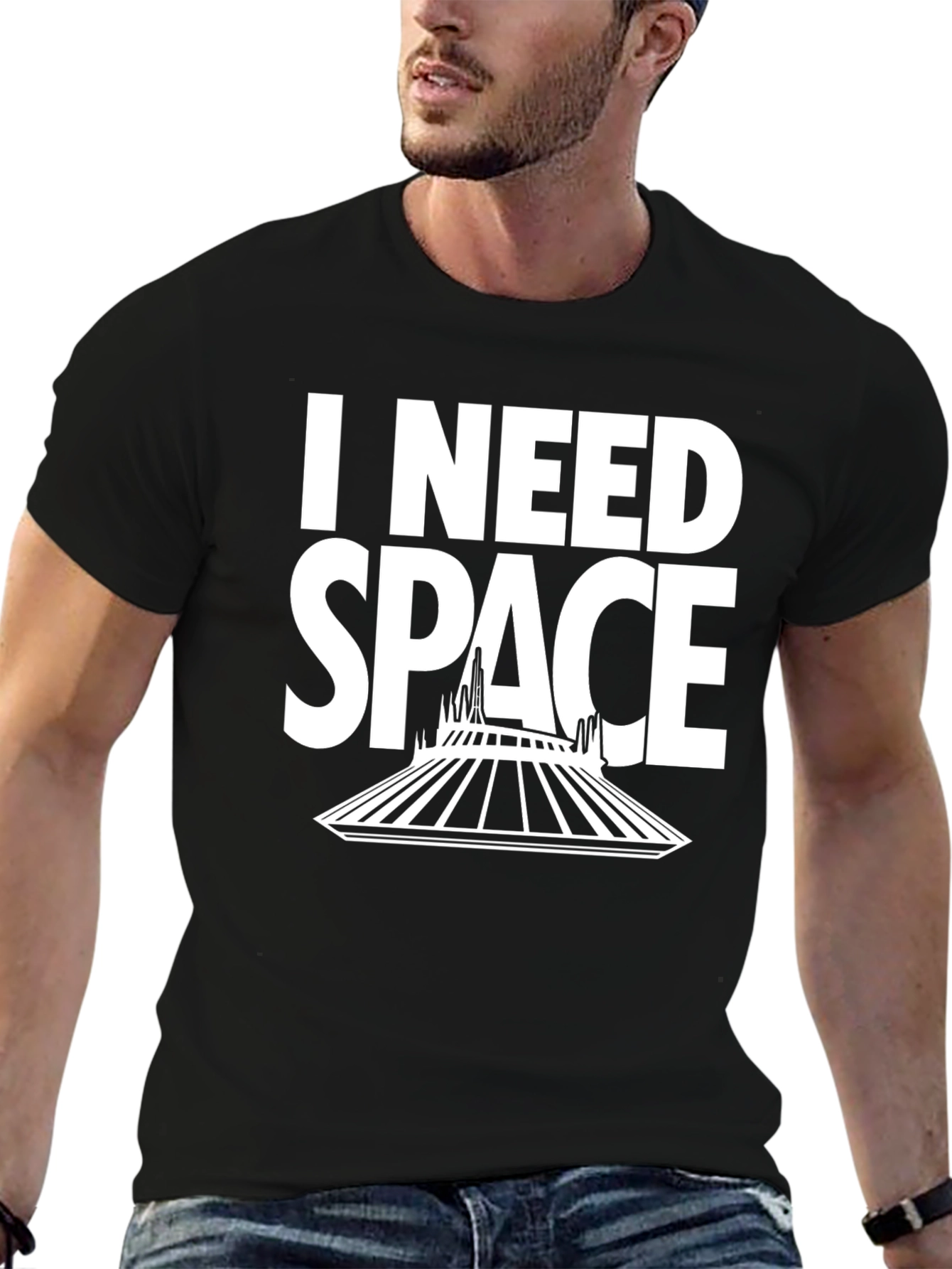 Black I Need Space T-Shirt - Black Cotton Blend view 6