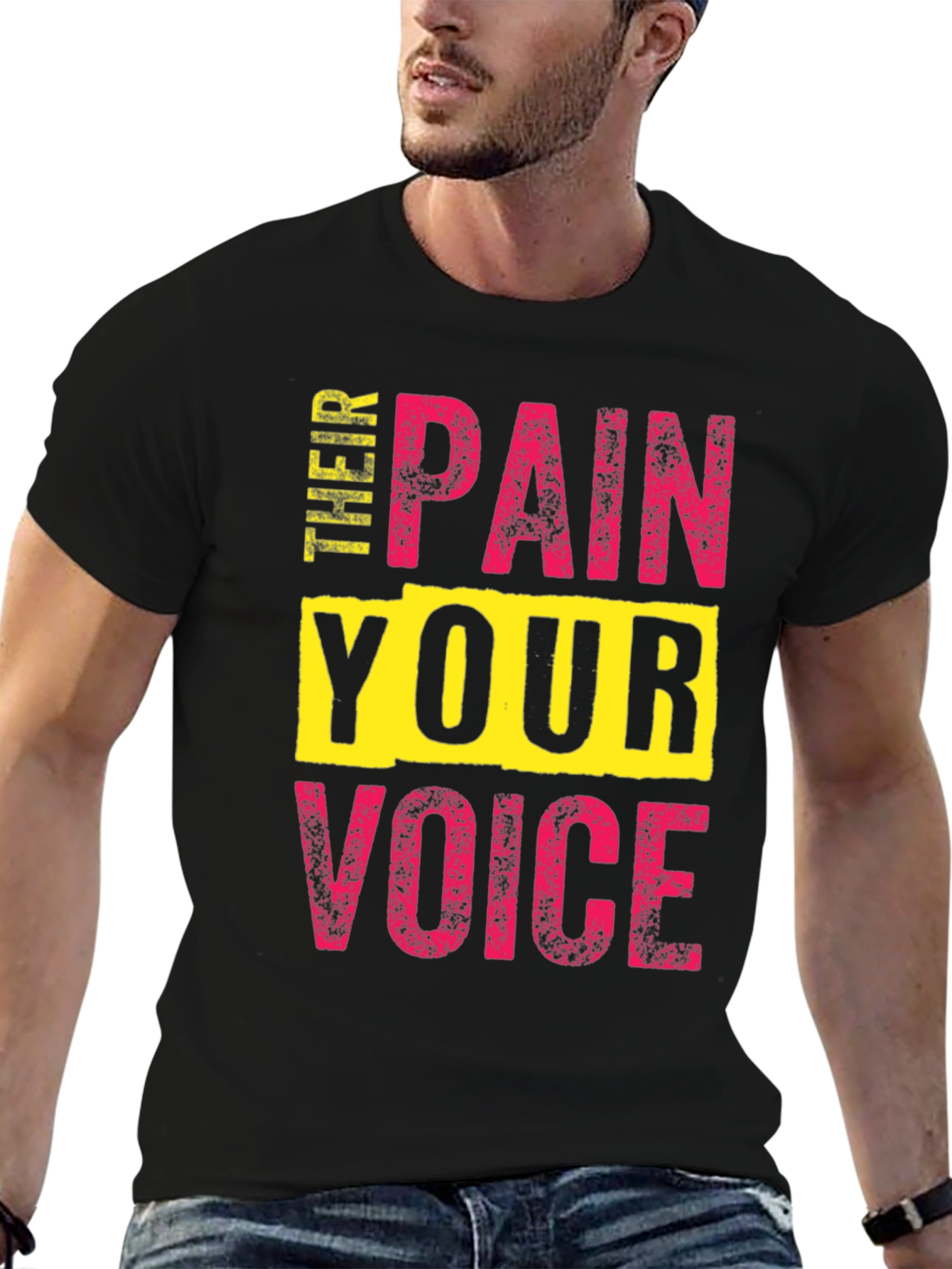 Black Pain Your Voice T-Shirt - Bold Statement Tee view 6