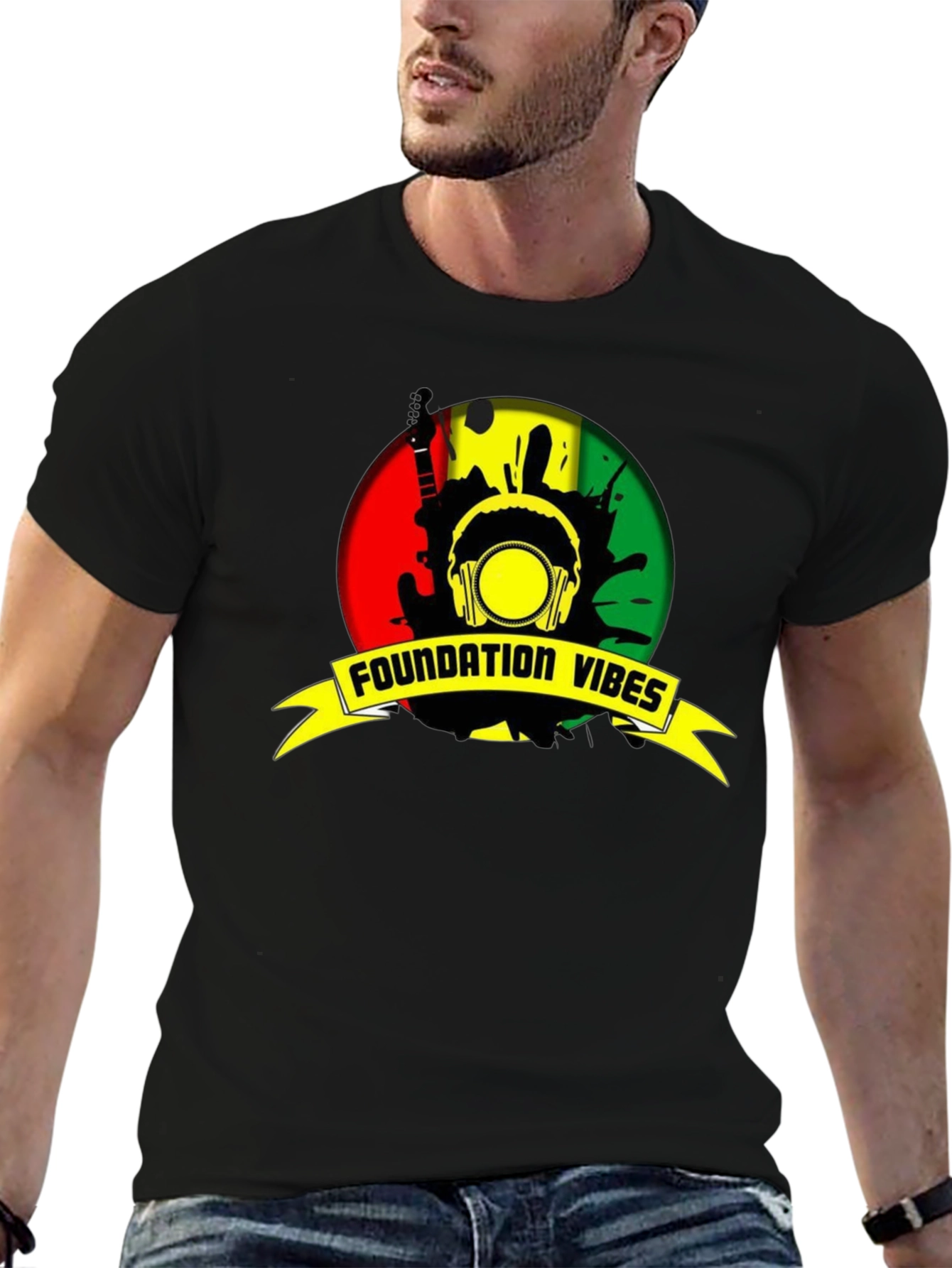 Black Foundation Vibes Reggae T-Shirt view 6