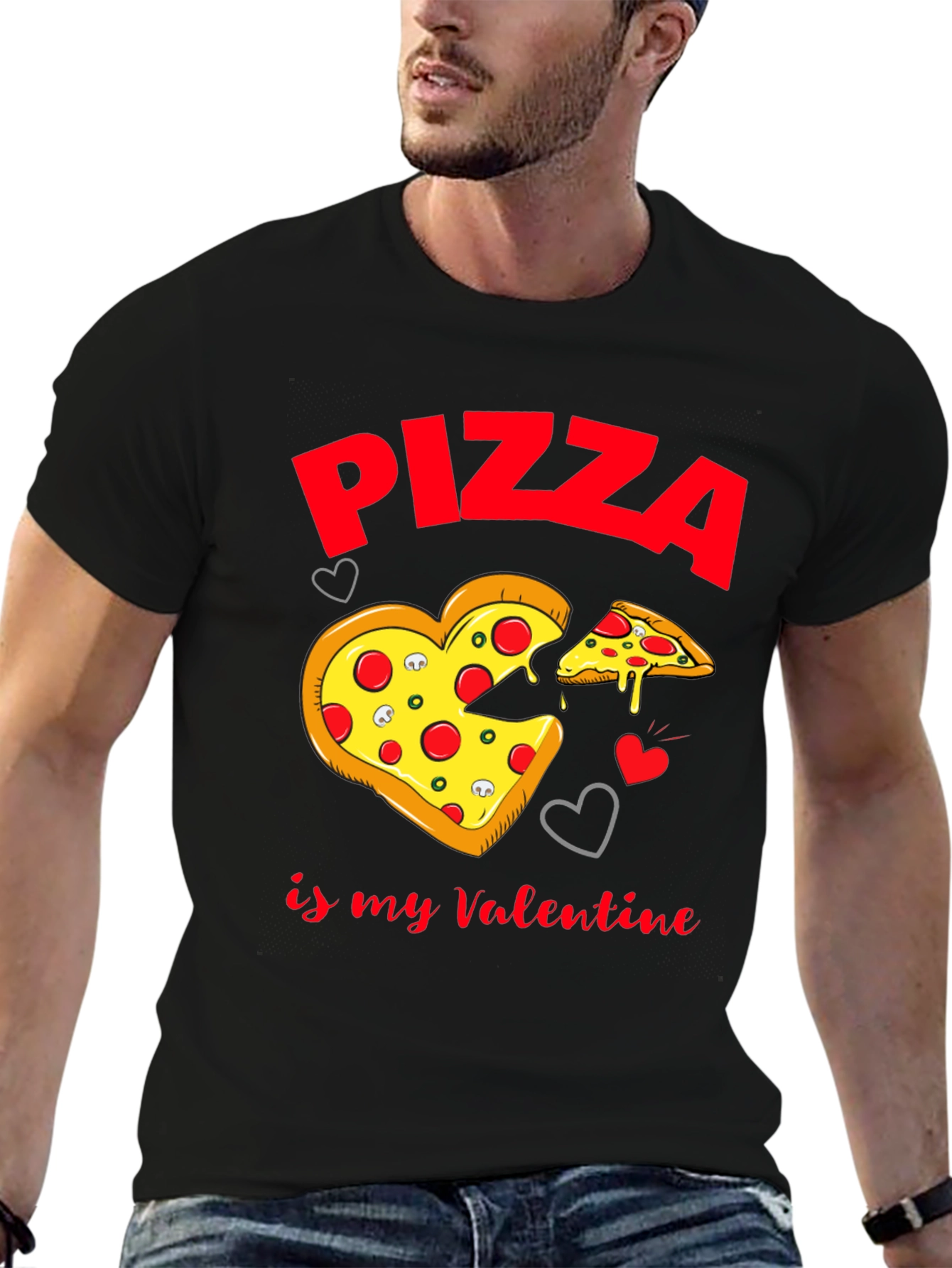 Black Pizza My Valentine Black T-Shirt view 6