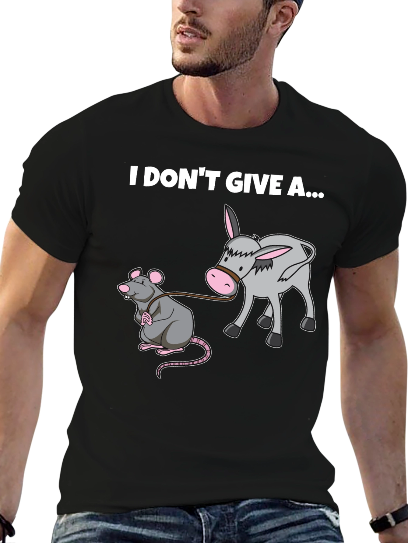 Black I Don't Give a Rat's Donkey T-Shirt view 6