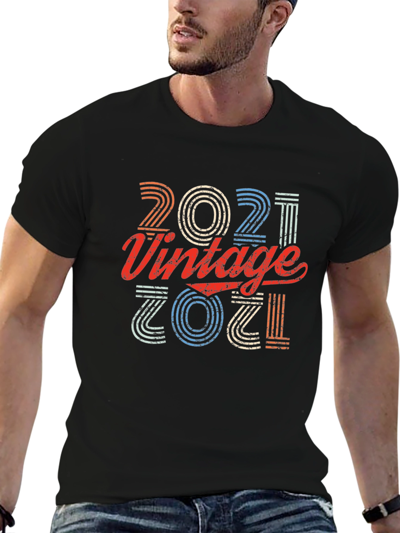 Black Vintage 2021 Graphic T-Shirt view 6