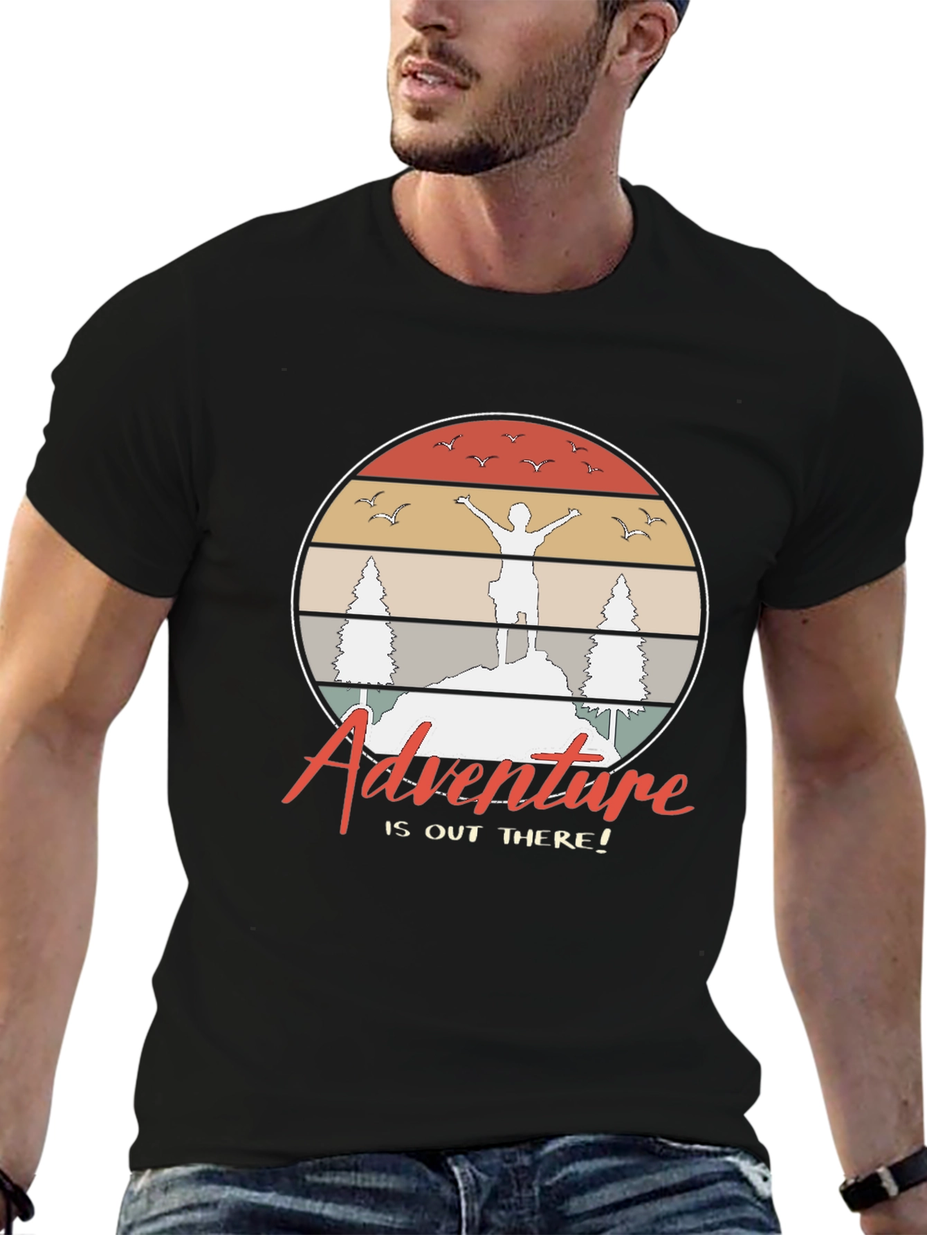 Black Adventure Awaits Graphic T-Shirt view 6