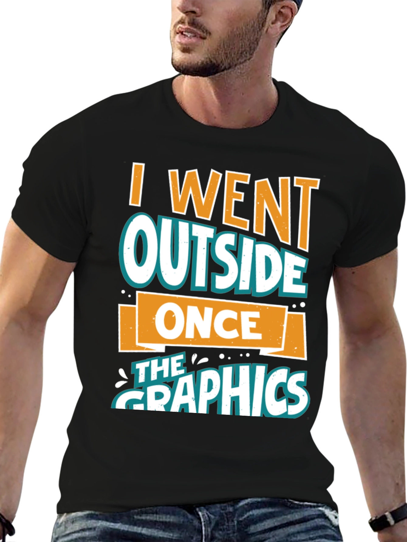 Black I Went Outside Once T-Shirt - Funny Graphics Tee view 6