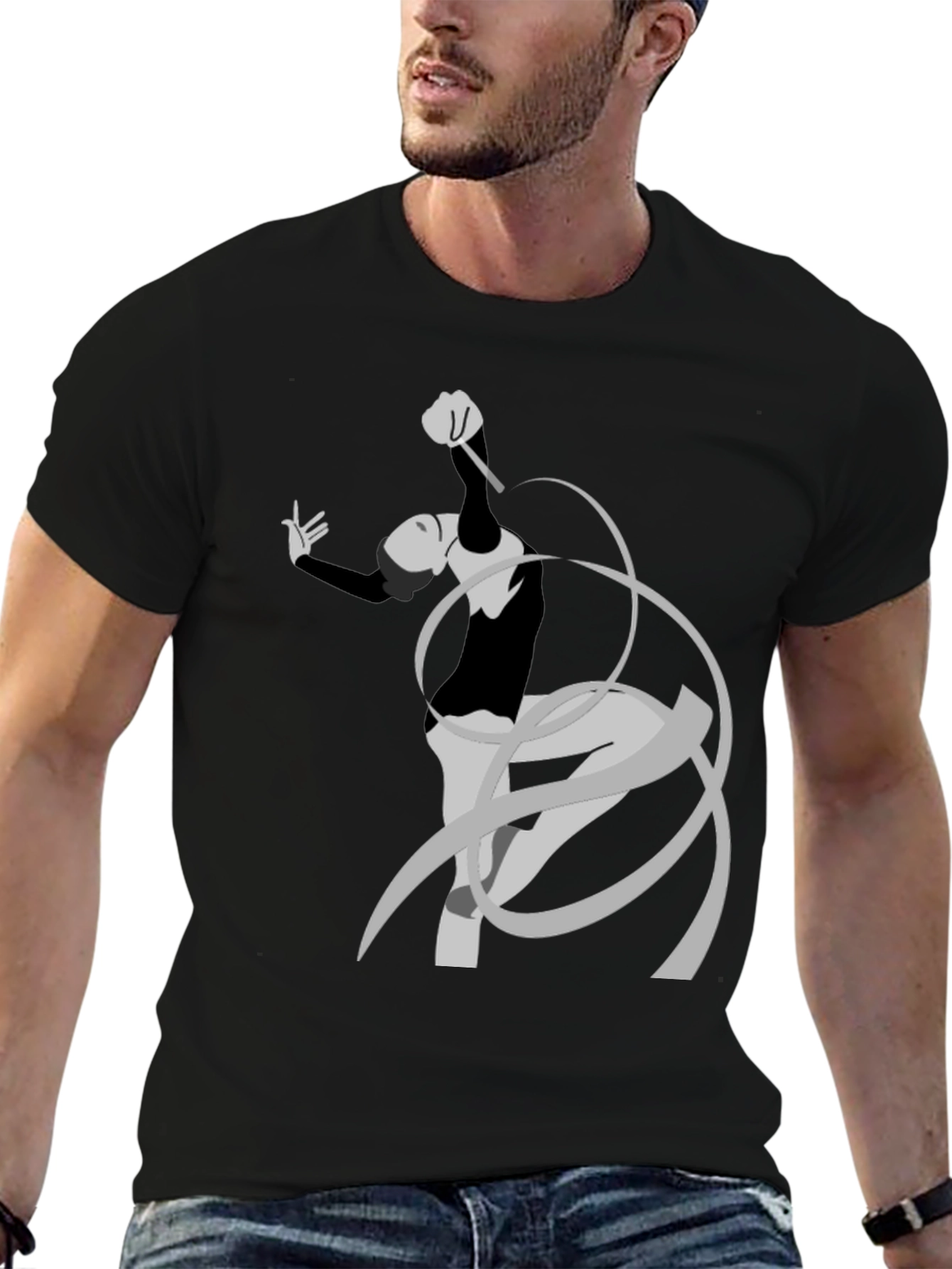 Black Rhythmic Gymnast Graphic Tee - Black Cotton Comfort view 6