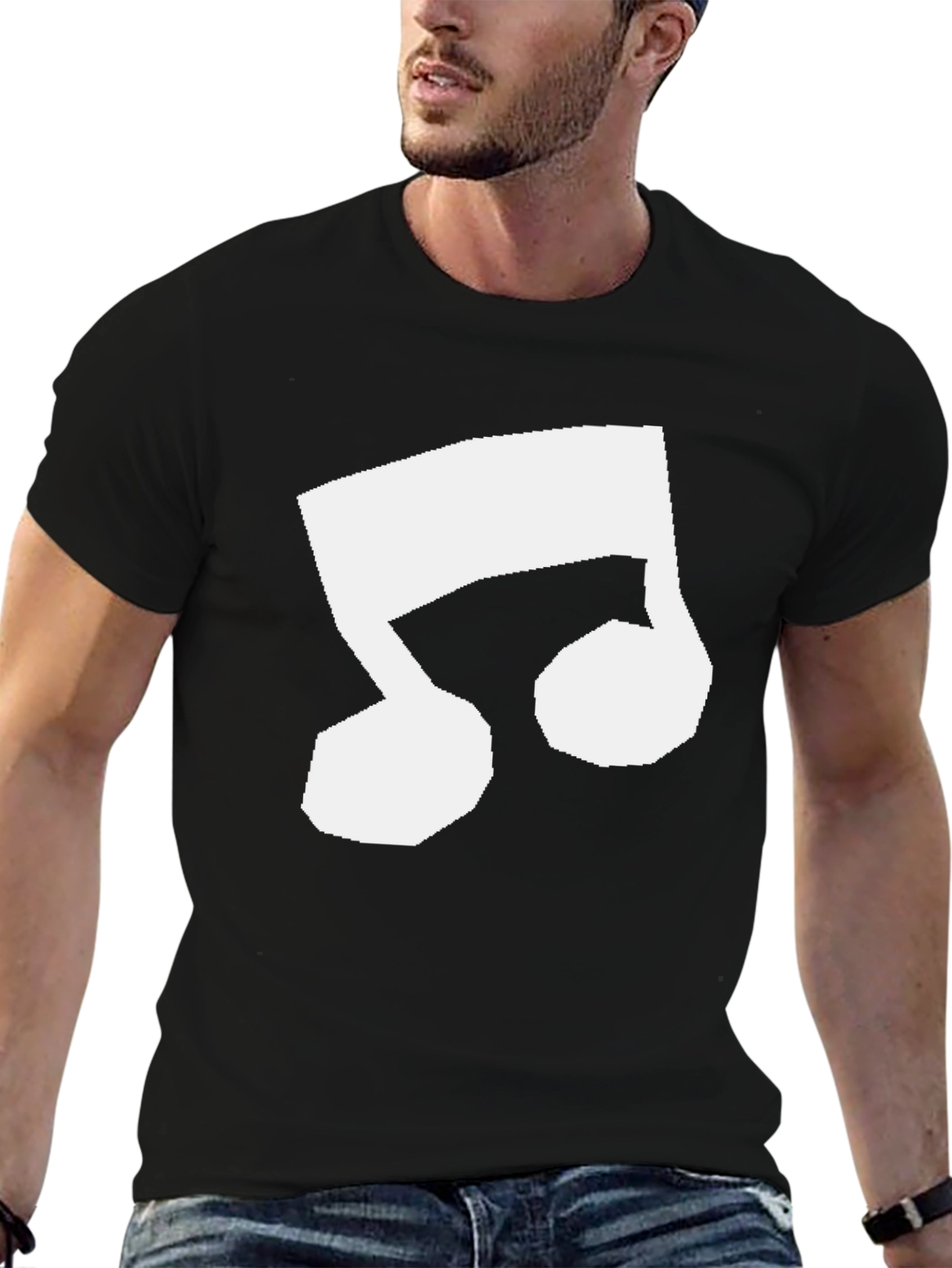 Black Music Note Graphic Tee - Black Casual Shirt view 6